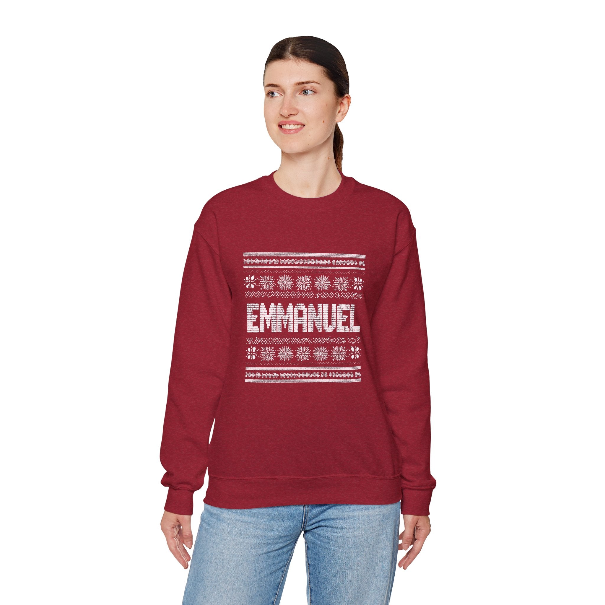 Emmanuel Gildan Unisex Christmas Crewneck Sweatshirt |Christian Holiday Gift