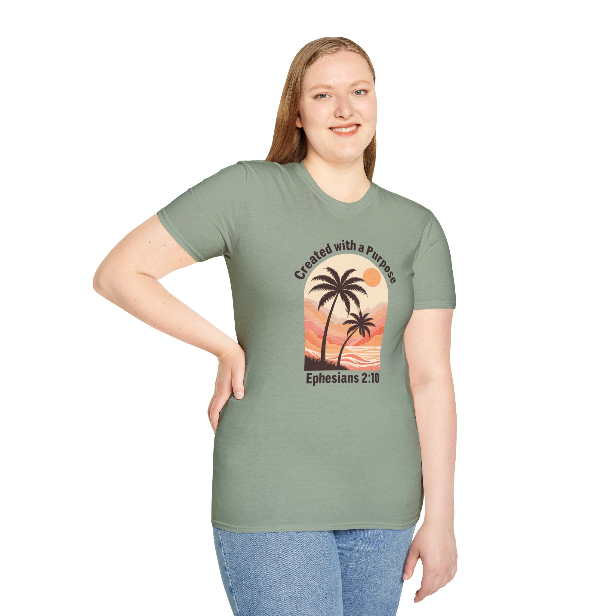 Created With A Purpose Ephesians 2:10 | Gilden Unisex T-shirt | Faith-Based Summer Tee