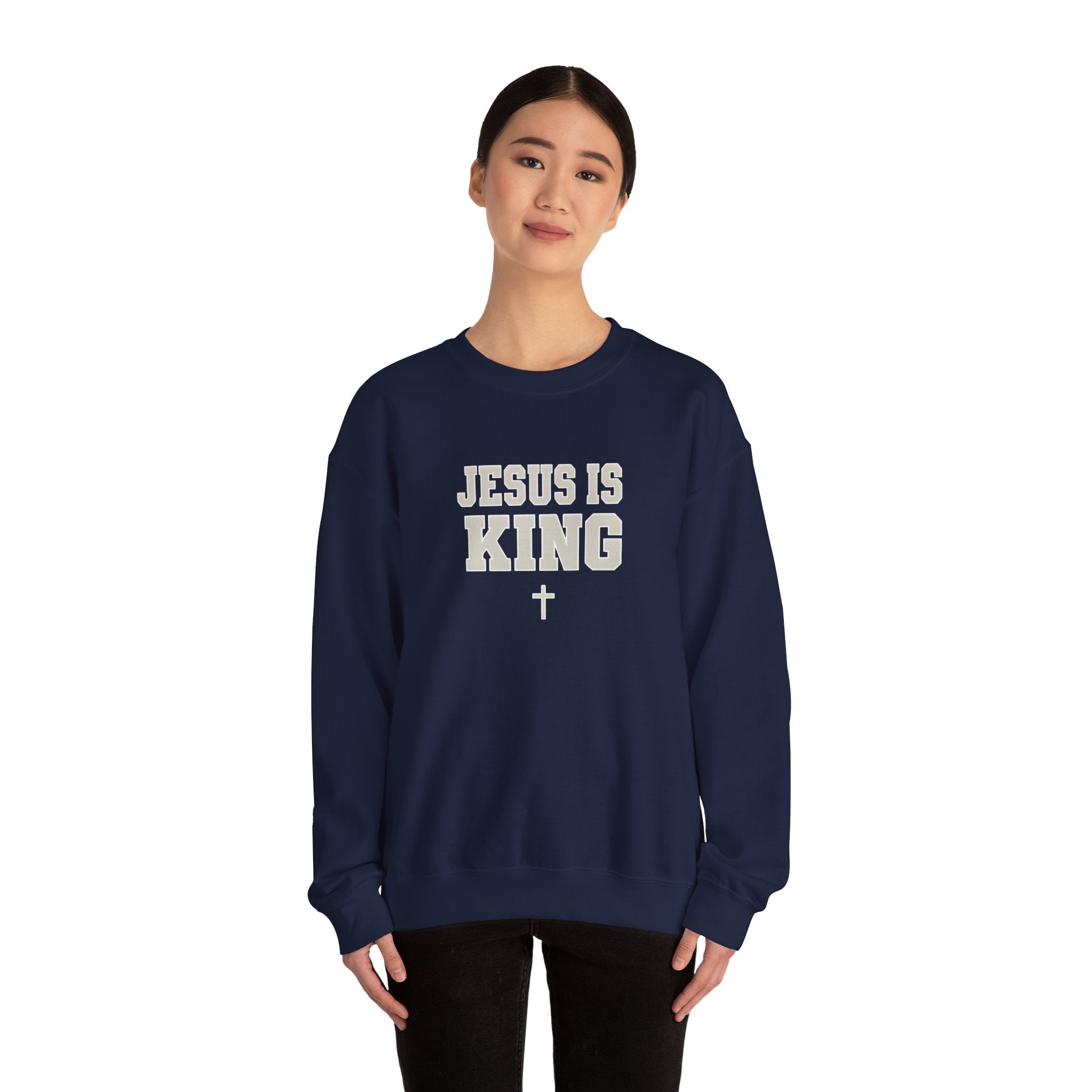 Jesus is King Gildan Unisex Crewneck Sweatshirt | Christian Apparel | Inspirational Gift | Cozy Everyday Wear