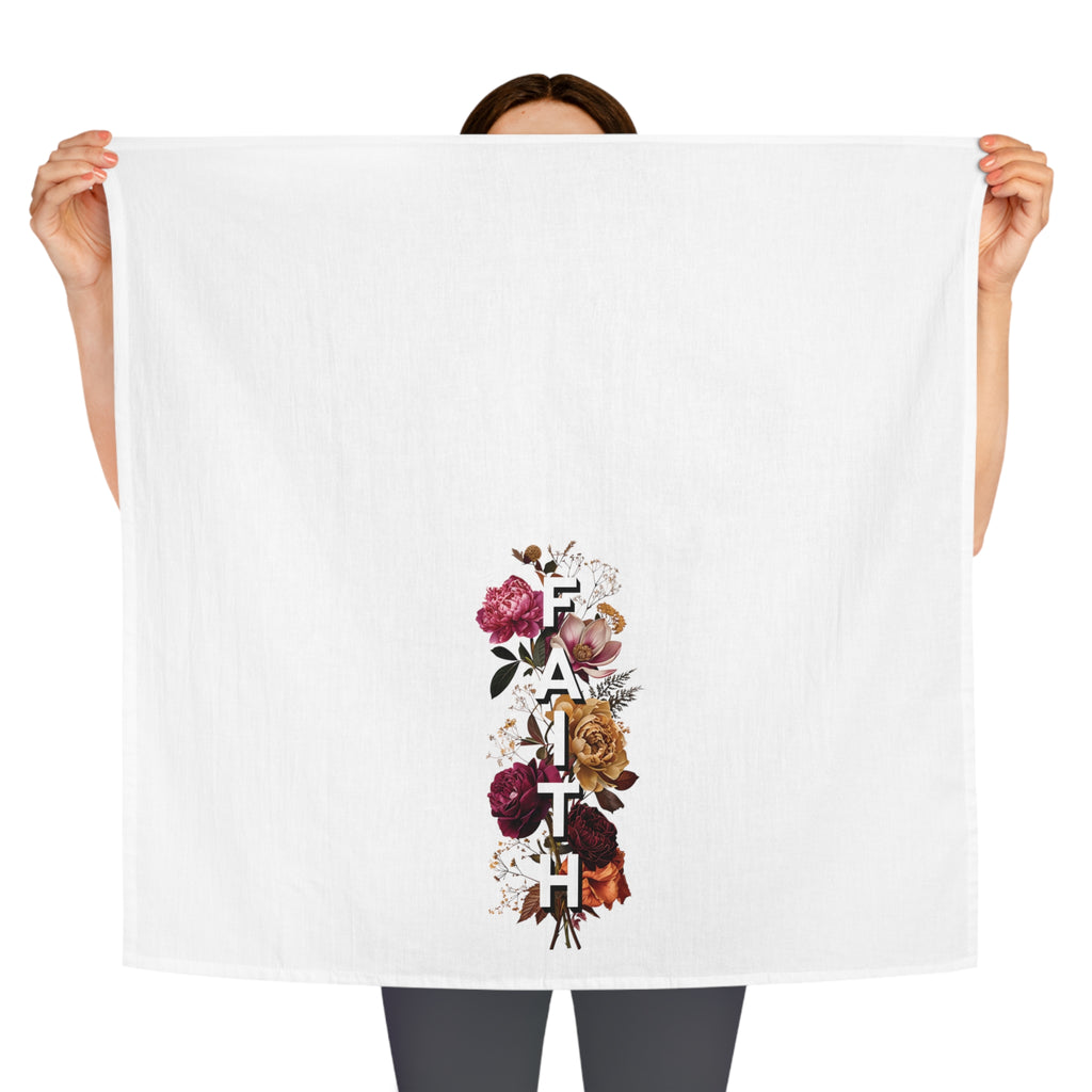 Floral Faith Tea Towel | Inspirational Kitchen Decor, Gifts for Home, Wedding, Housewarming, Spring Decor, Faith-Based Living