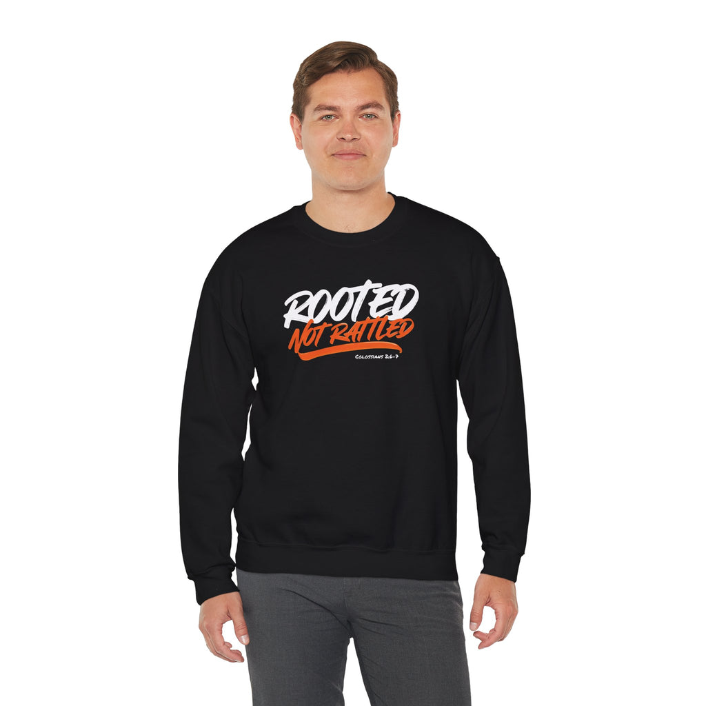 Rooted Not Rattled Gildan Christian Sweatshirt | Unisex Crewneck Pullover | Christian Gift