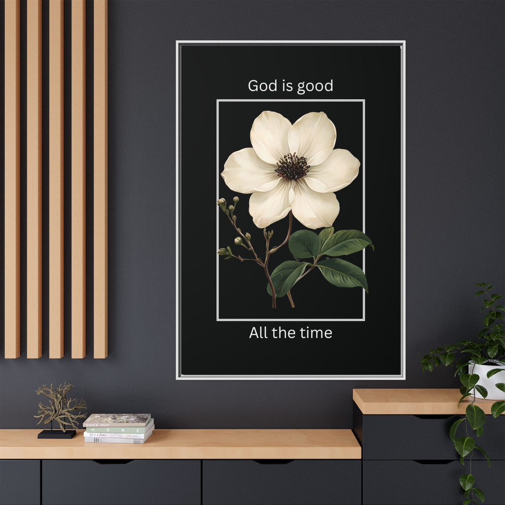 God is Good All The Time Christian Framed Matte Canvas Wall Art | Faith Inspirational Home Decor