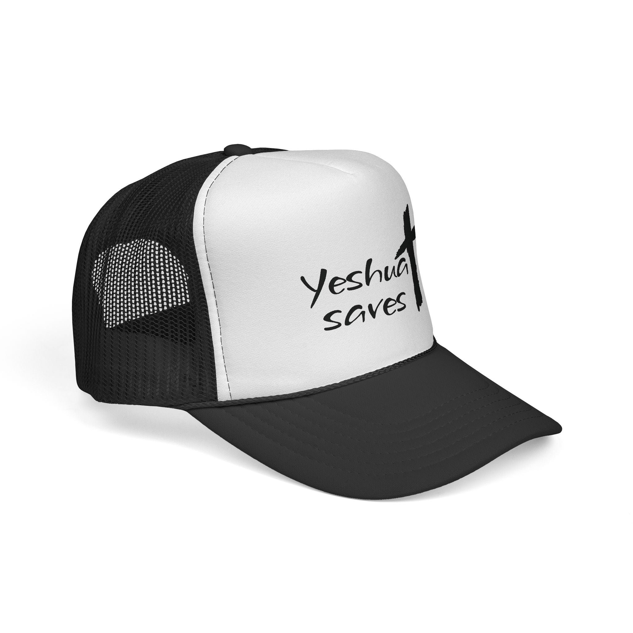 Yeshua Saves Trucker Hat | Christian Faith Snapback Cap | Jesus Saves Mesh Hat | Christian Streetwear Hat