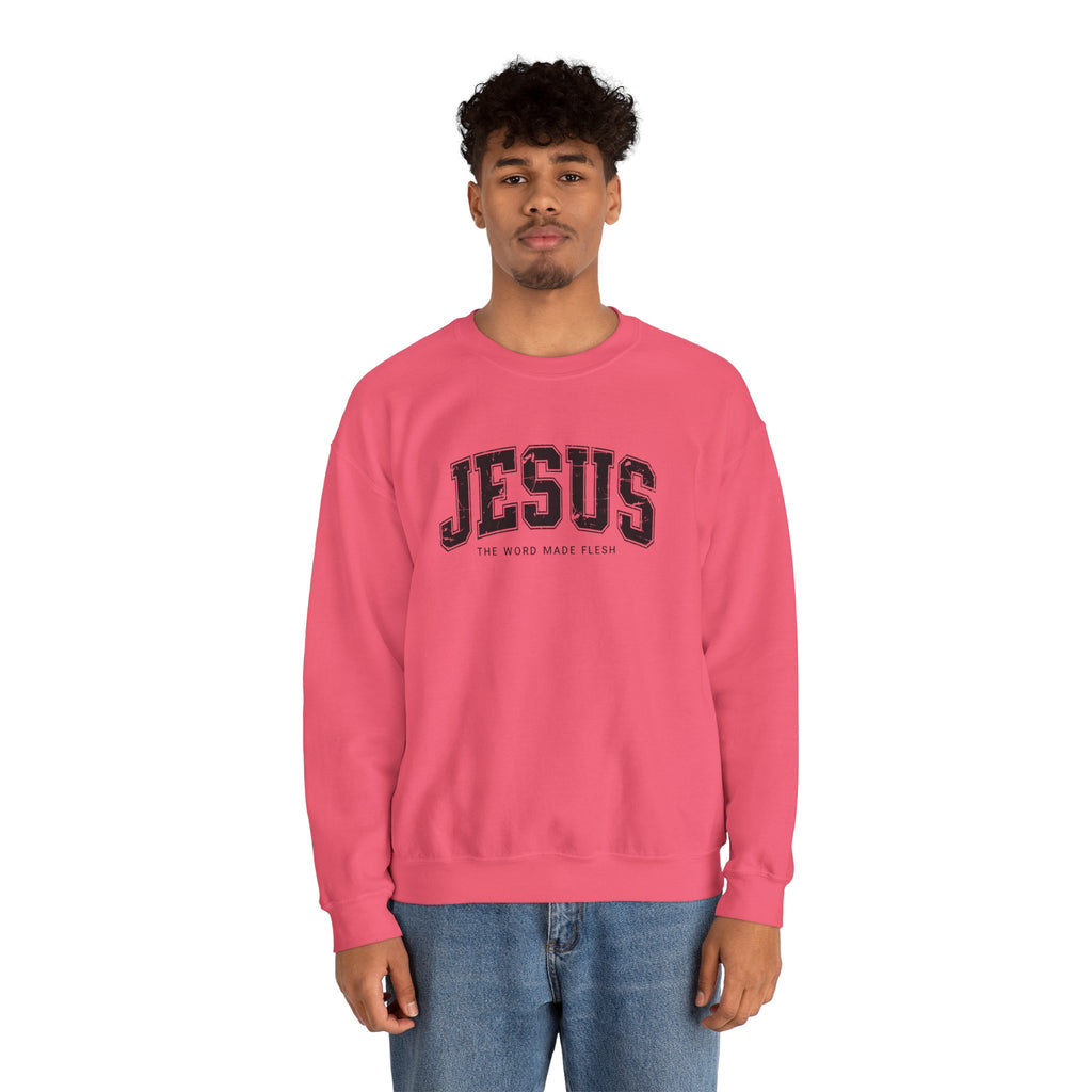 Jesus the Word Made Flesh Gildan Crewneck Sweatshirt | Christian Unisex Sweatshirt | Faith Apparel | Religious Gift