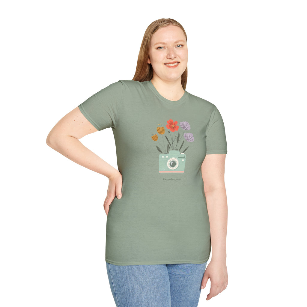 Focused on God Gildan Christian T Shirt | Faith Based Unisex Crewneck Tee | Christian Gift for her