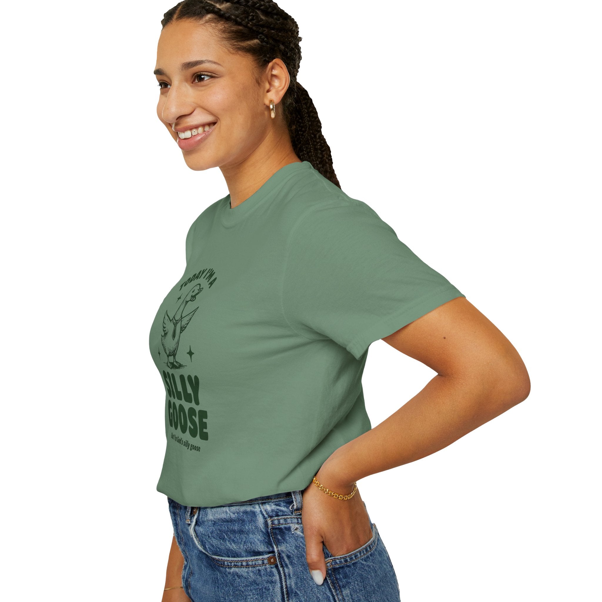 God’s Silly Goose with tie Christian T-Shirt | Graphic Tee | Unisex Garment Dyed Cotton Top S-4XL