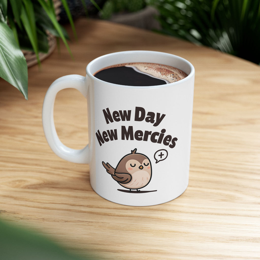 New Day New Mercies Christian Coffee Mug | Glossy Ceramic 11oz & 15oz | Faith Gift