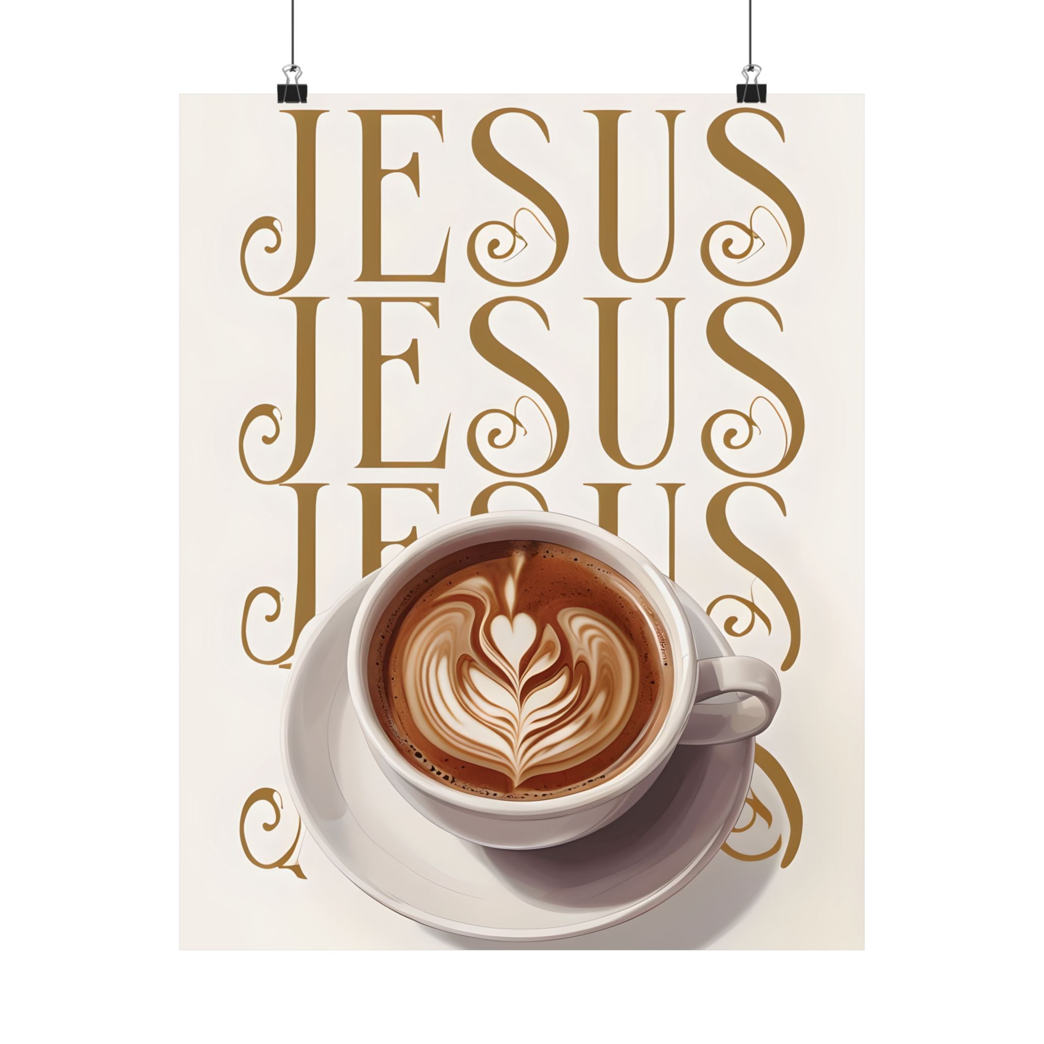 Jesus + Coffee Christian Wall Art Poster | Jesus Coffee Print | Faith Kitchen Decor Matte Poster