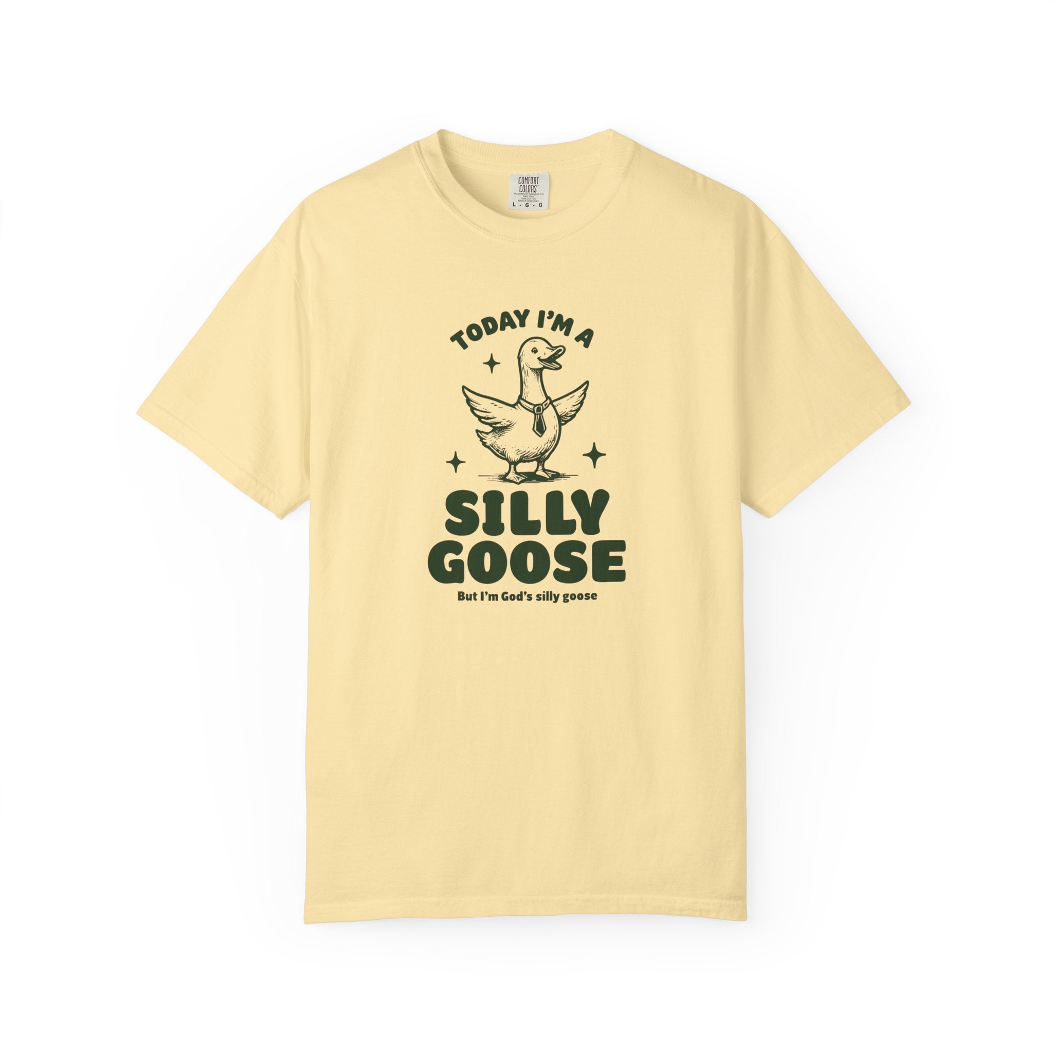God’s Silly Goose with tie Christian T-Shirt | Graphic Tee | Unisex Garment Dyed Cotton Top S-4XL
