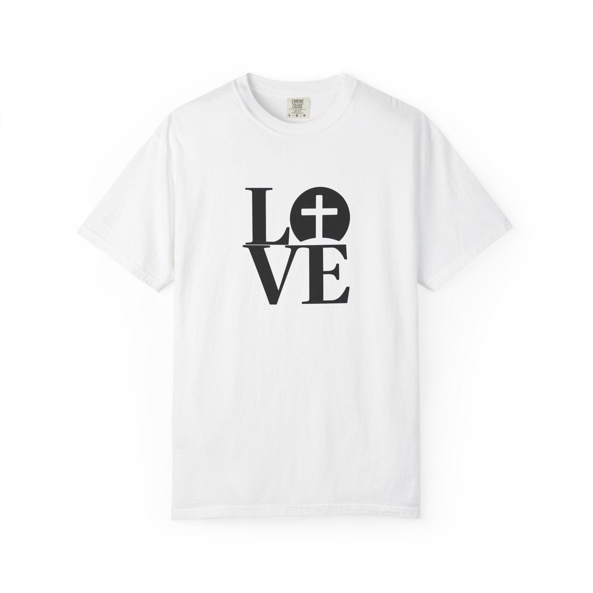 LOVE Cross Christian T-Shirt | Comfort Colors Faith-Based Unisex Tee (S–4XL) | Jesus is Love Shirt