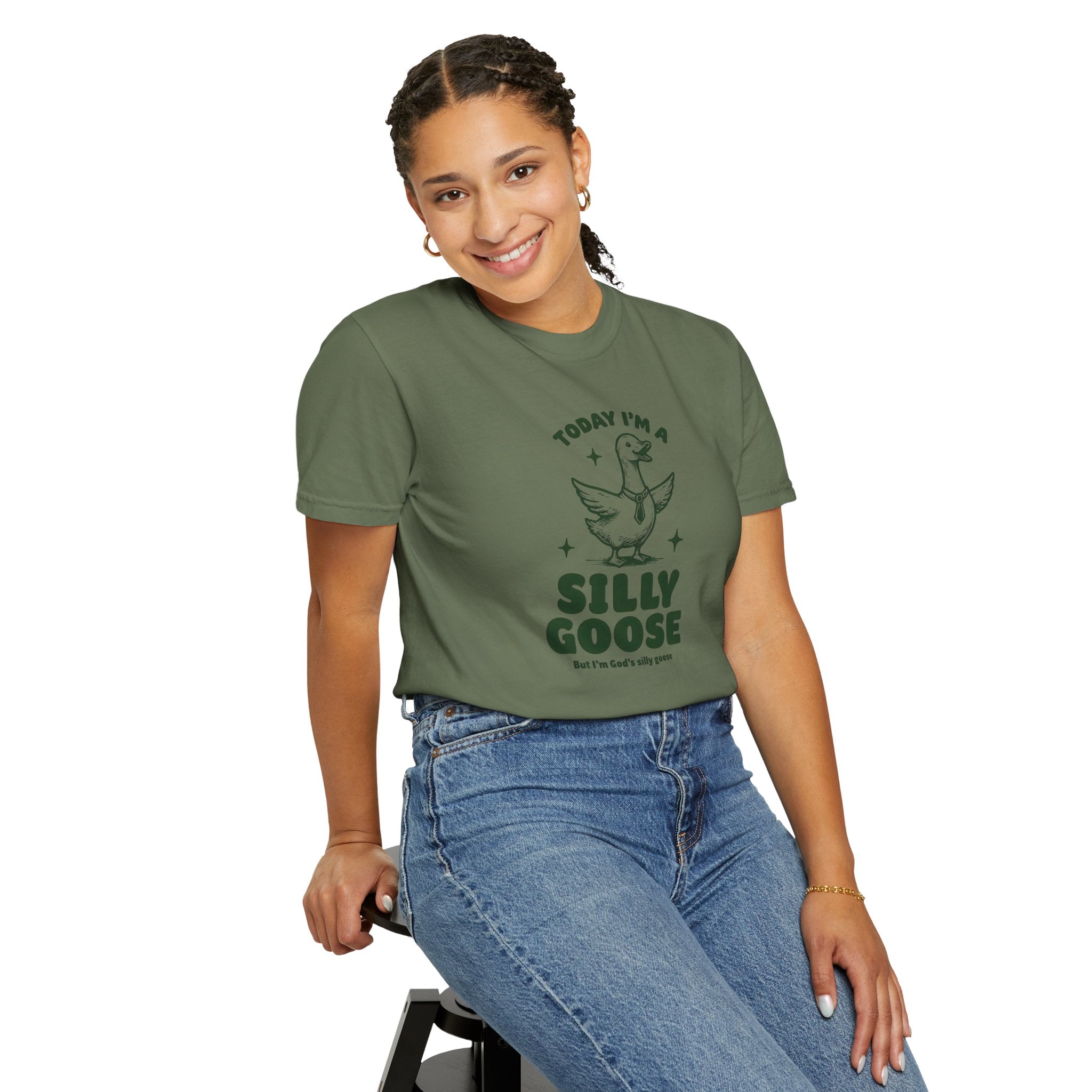 God’s Silly Goose with tie Christian T-Shirt | Graphic Tee | Unisex Garment Dyed Cotton Top S-4XL