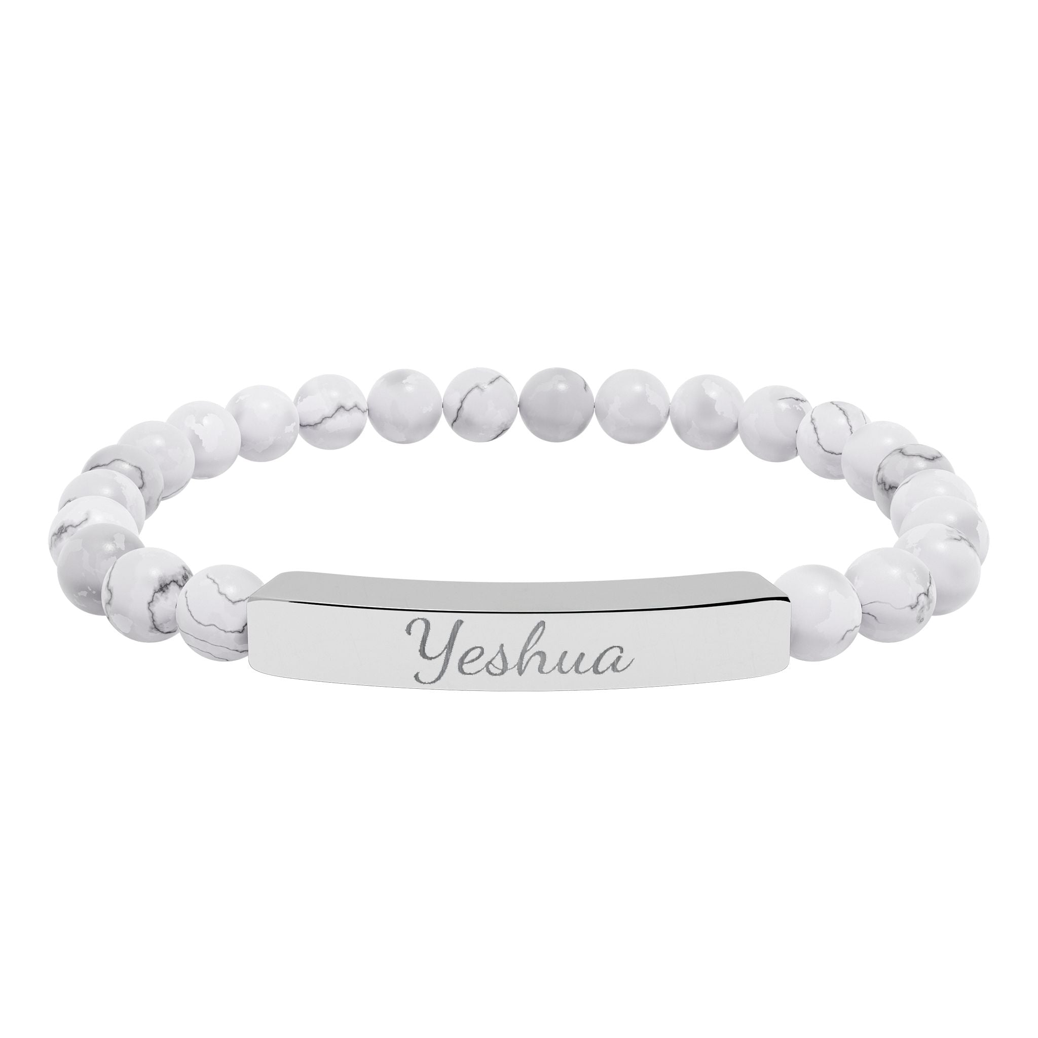 Yeshua Engraved Christian Bracelet | Faith-Based Jewelry for Women | Stainless Steel Bar Bracelet | Christian Gift for Her