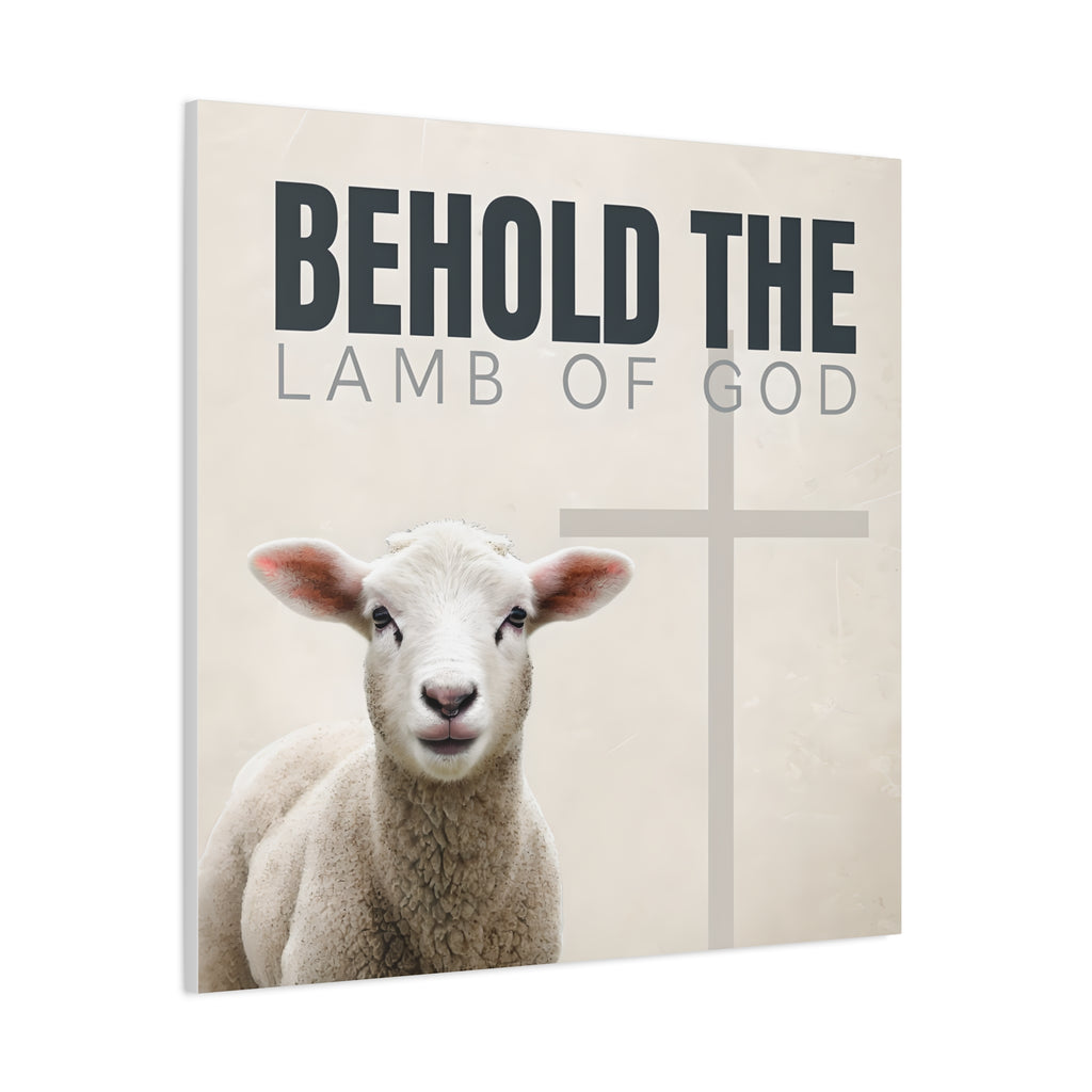 Behold the Lamb of God Canvas – Christian Wall Art with Lamb & Cross Design (Multiple Sizes)