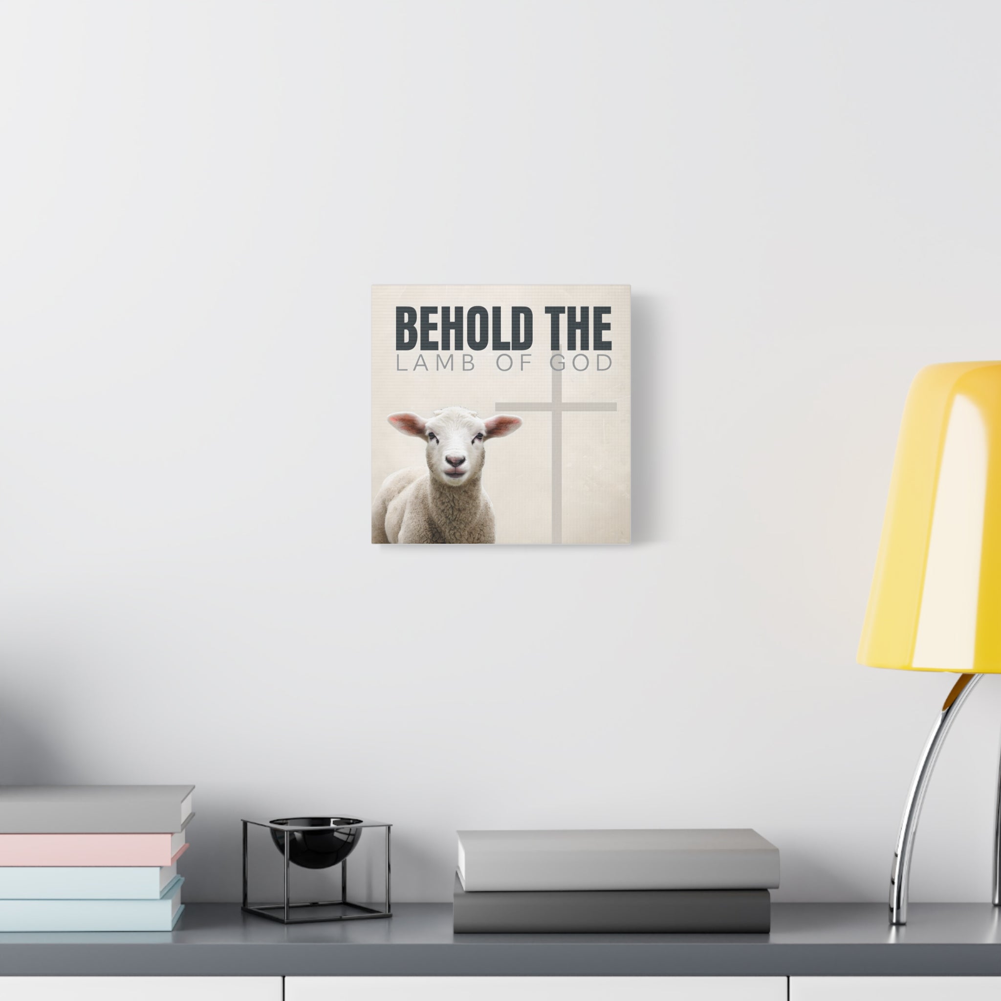 Behold the Lamb of God Canvas – Christian Wall Art with Lamb & Cross Design (Multiple Sizes)