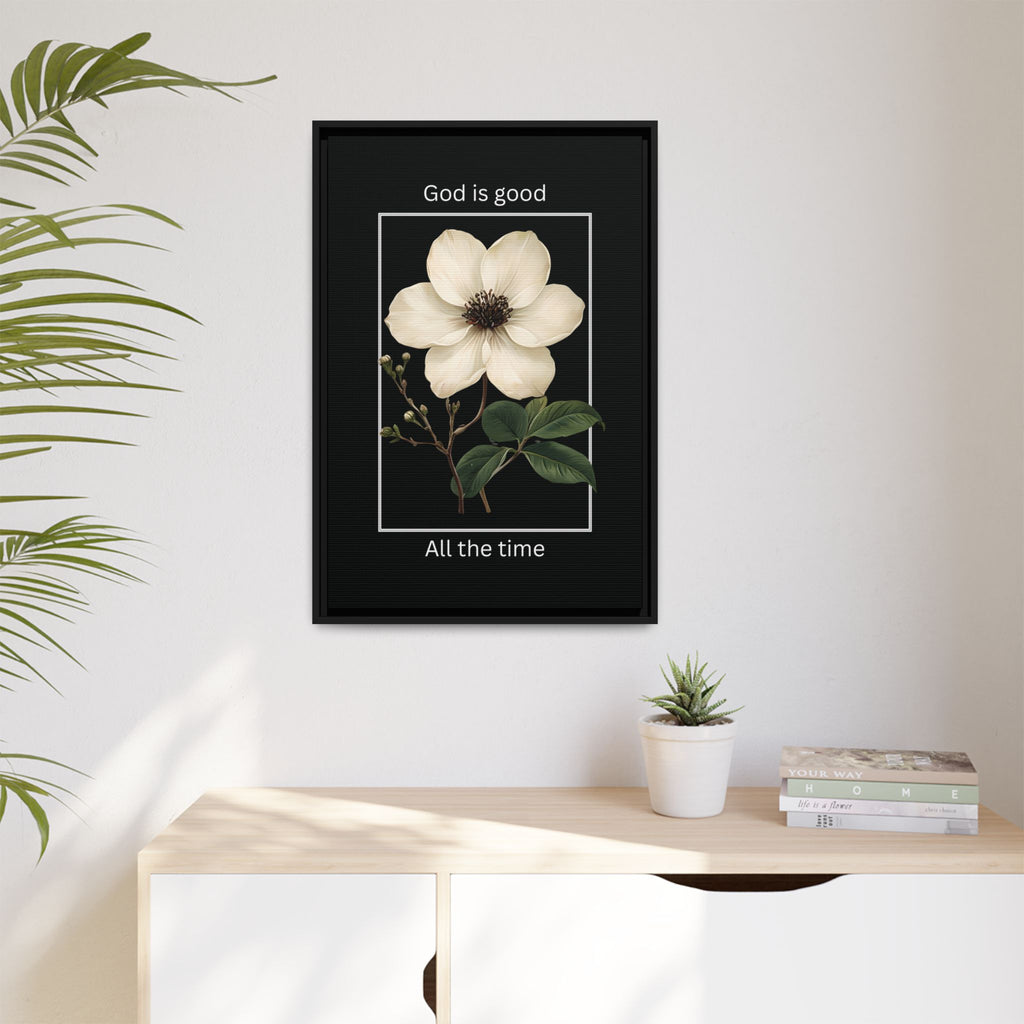 God is Good All The Time Christian Framed Matte Canvas Wall Art | Faith Inspirational Home Decor