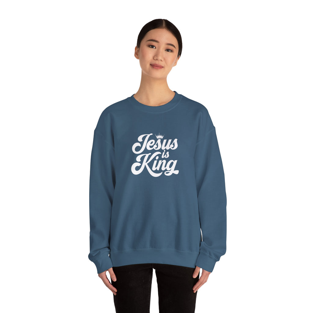 Jesus Is King Christian Gildan Unisex Crewneck Sweatshirt | Faith Apparel |  Religious Gift