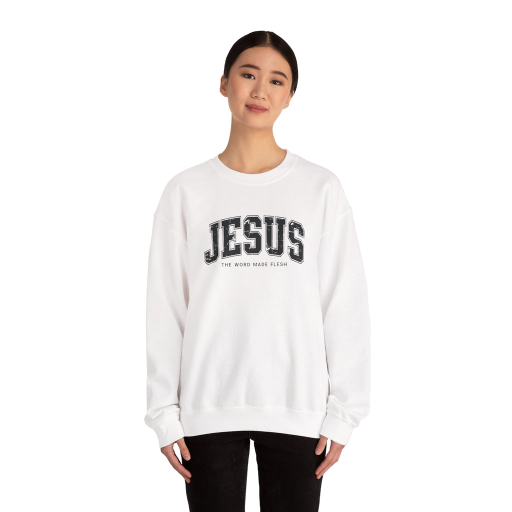 Jesus the Word Made Flesh Gildan Crewneck Sweatshirt | Christian Unisex Sweatshirt | Faith Apparel | Religious Gift