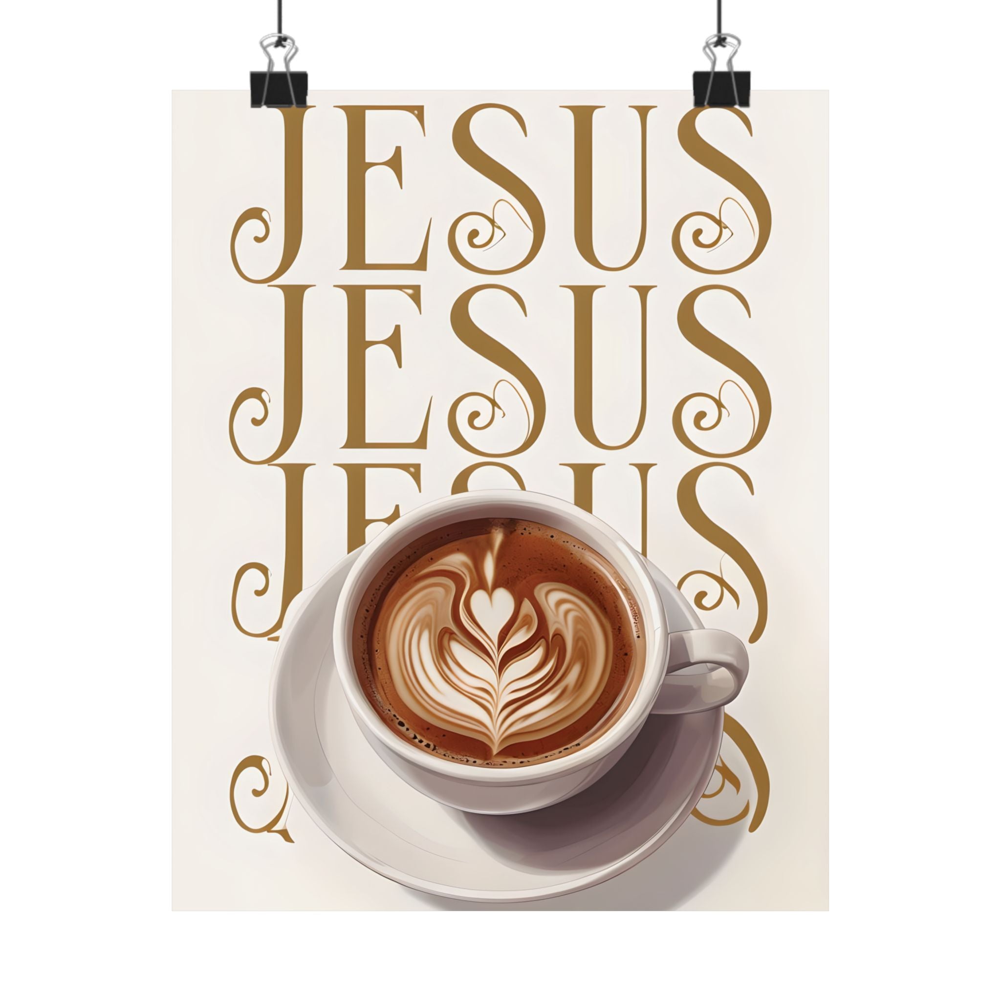 Jesus + Coffee Christian Wall Art Poster | Jesus Coffee Print | Faith Kitchen Decor Matte Poster