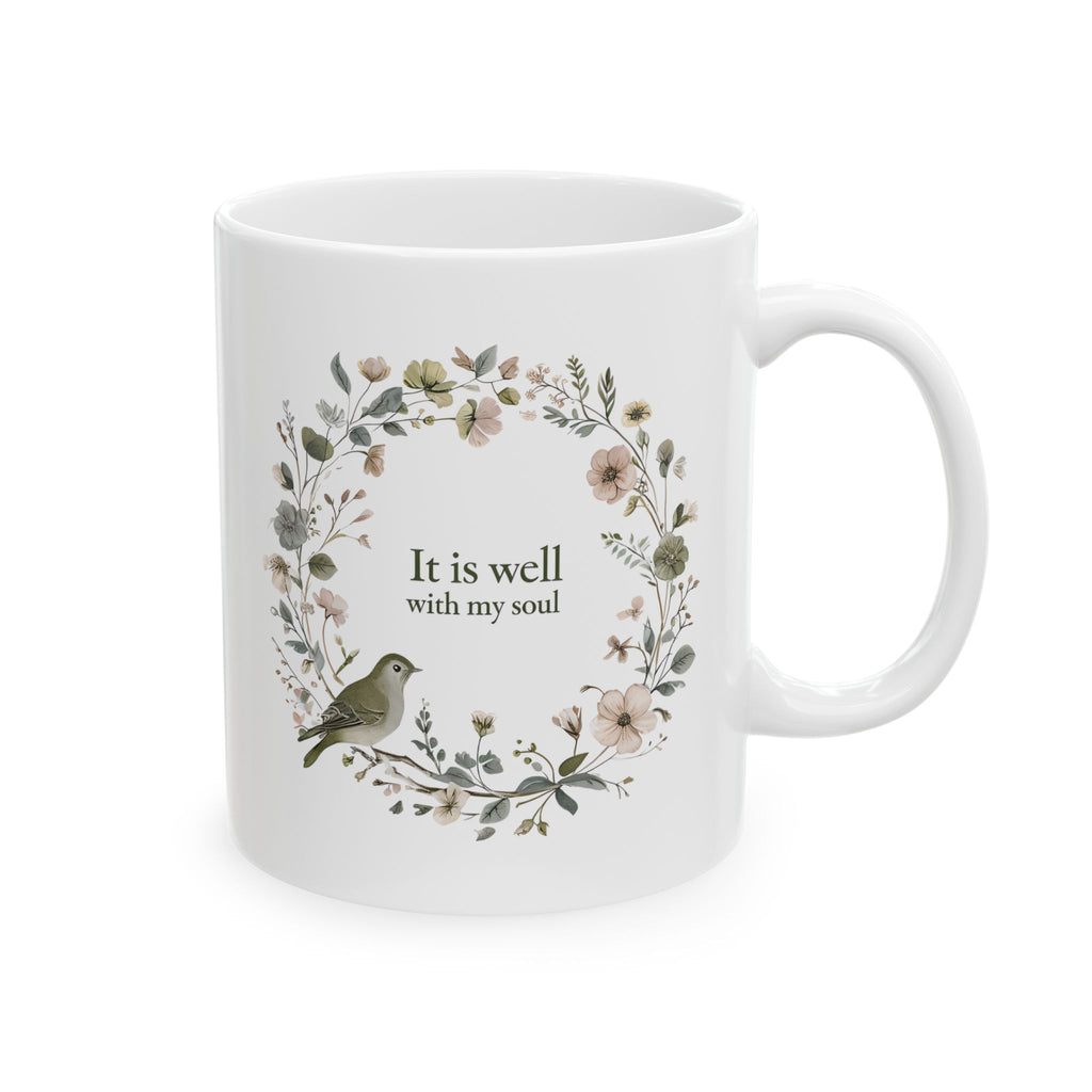 It Is Well With My Soul Christian Coffee Mug | Floral | Christian Gift for her
