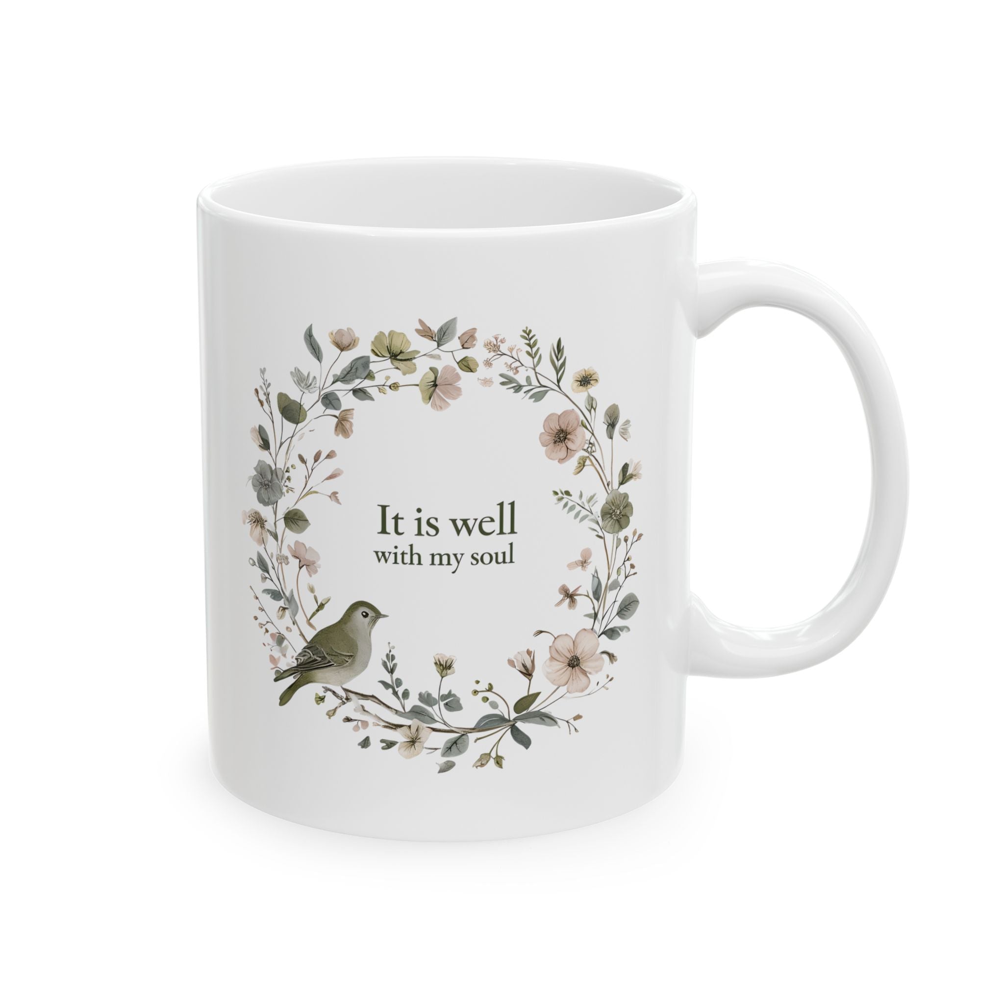 It Is Well With My Soul Christian Coffee Mug | Floral | Christian Gift for her