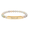 Yahweh Christian Stretch Bracelet for Women | Engraved Stainless Steel Bar | Natural Stone Bead Bracelet | Faith Jewelry Gift