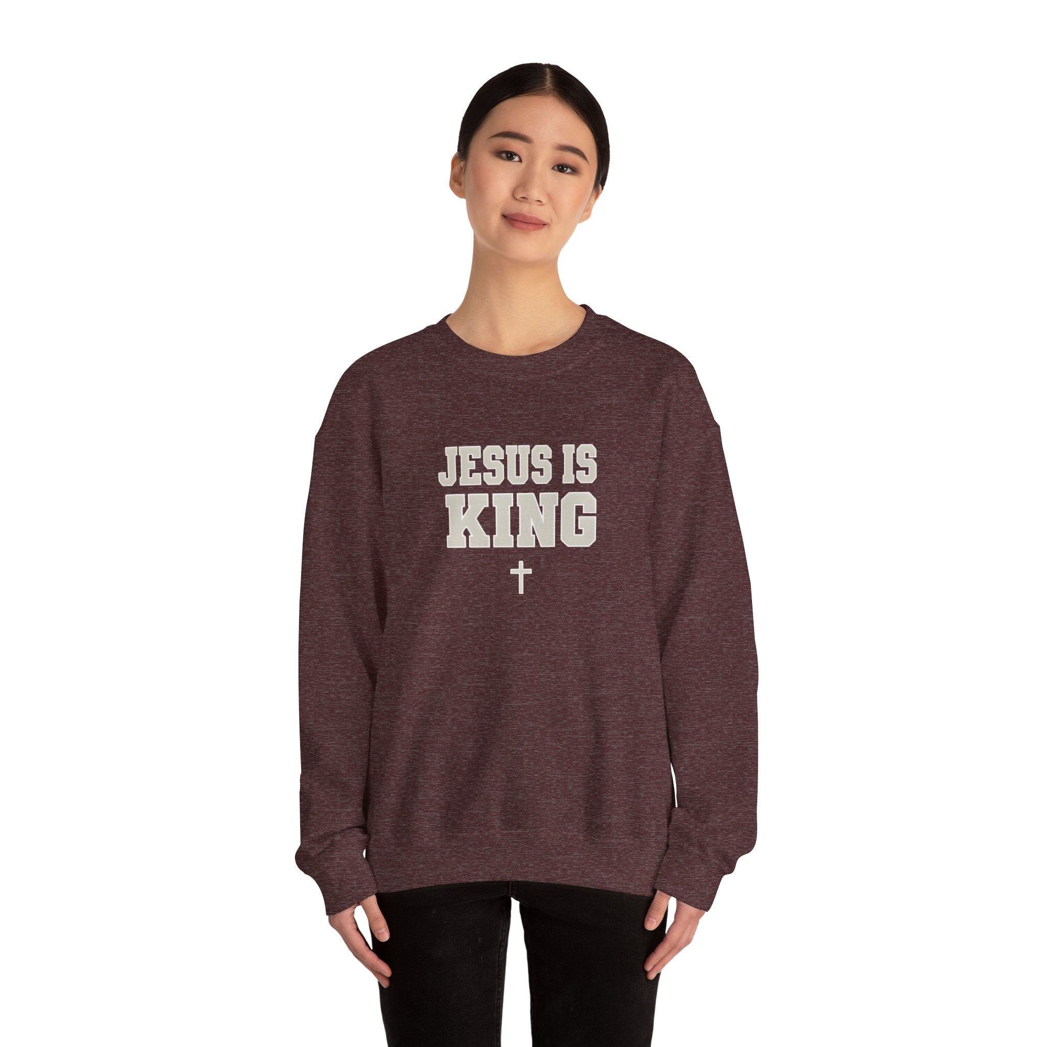 Jesus is King Gildan Unisex Crewneck Sweatshirt | Christian Apparel | Inspirational Gift | Cozy Everyday Wear