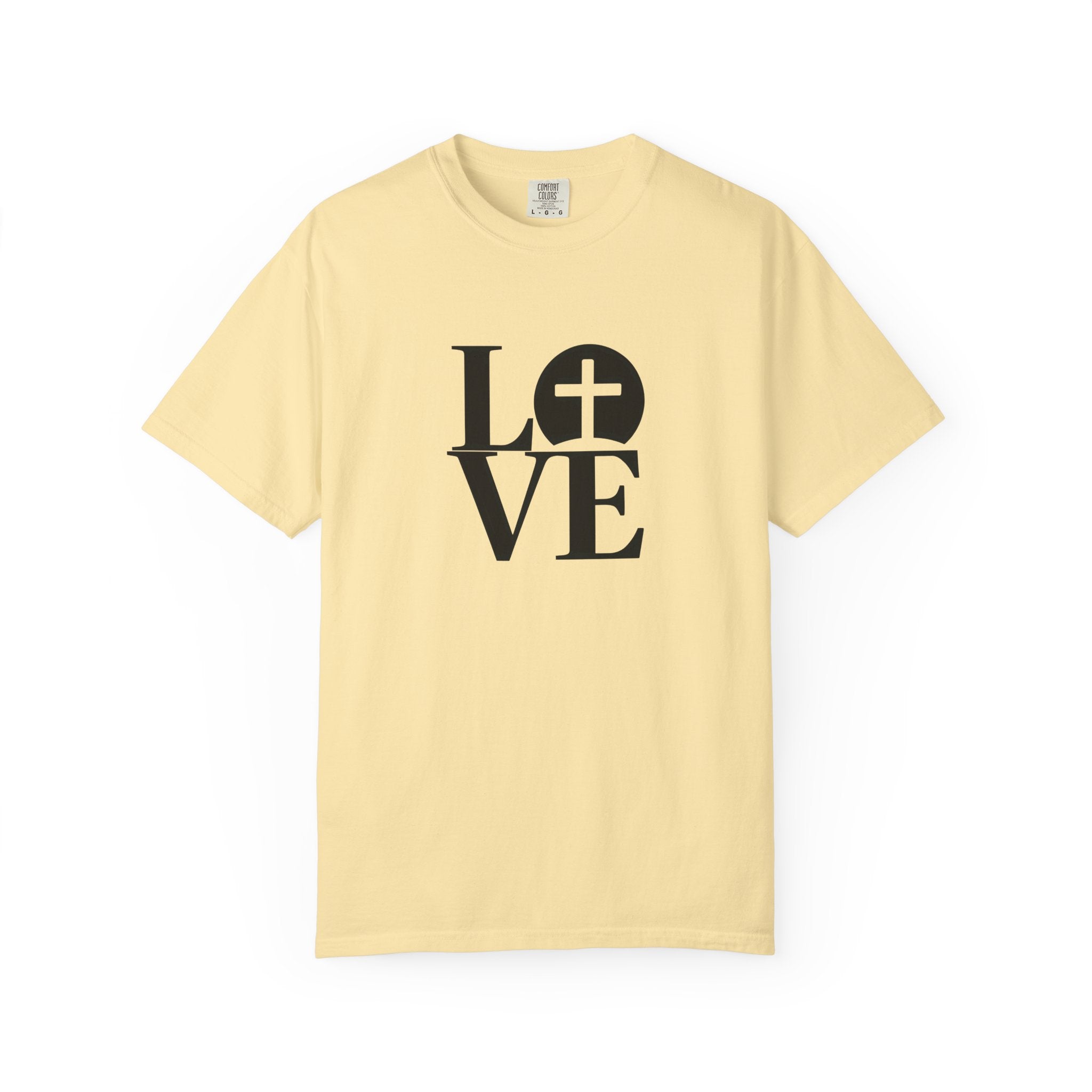 LOVE Cross Christian T-Shirt | Comfort Colors Faith-Based Unisex Tee (S–4XL) | Jesus is Love Shirt