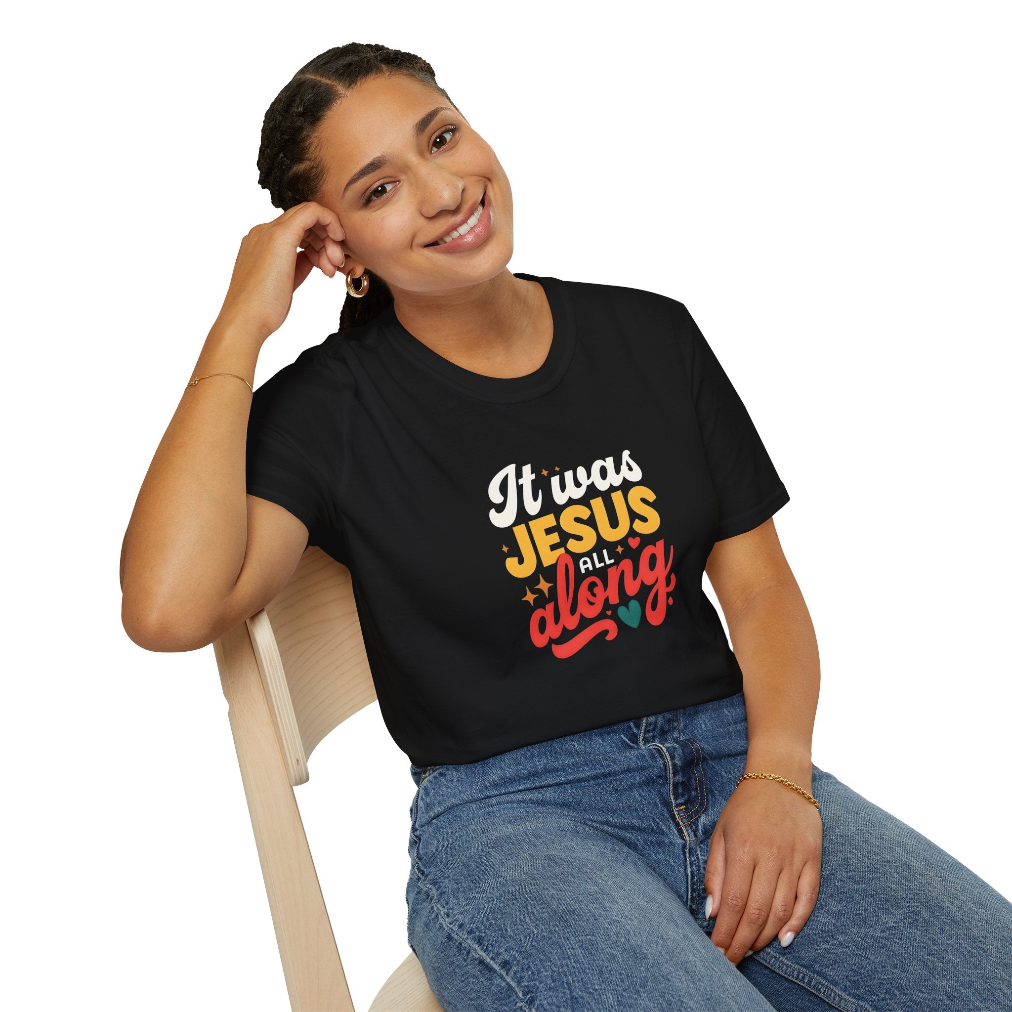It Was Jesus All Along Gildan T-Shirt – Christian Faith Graphic Tee – Unisex Religious Shirt – Inspirational Jesus Quote – Gift for Believers