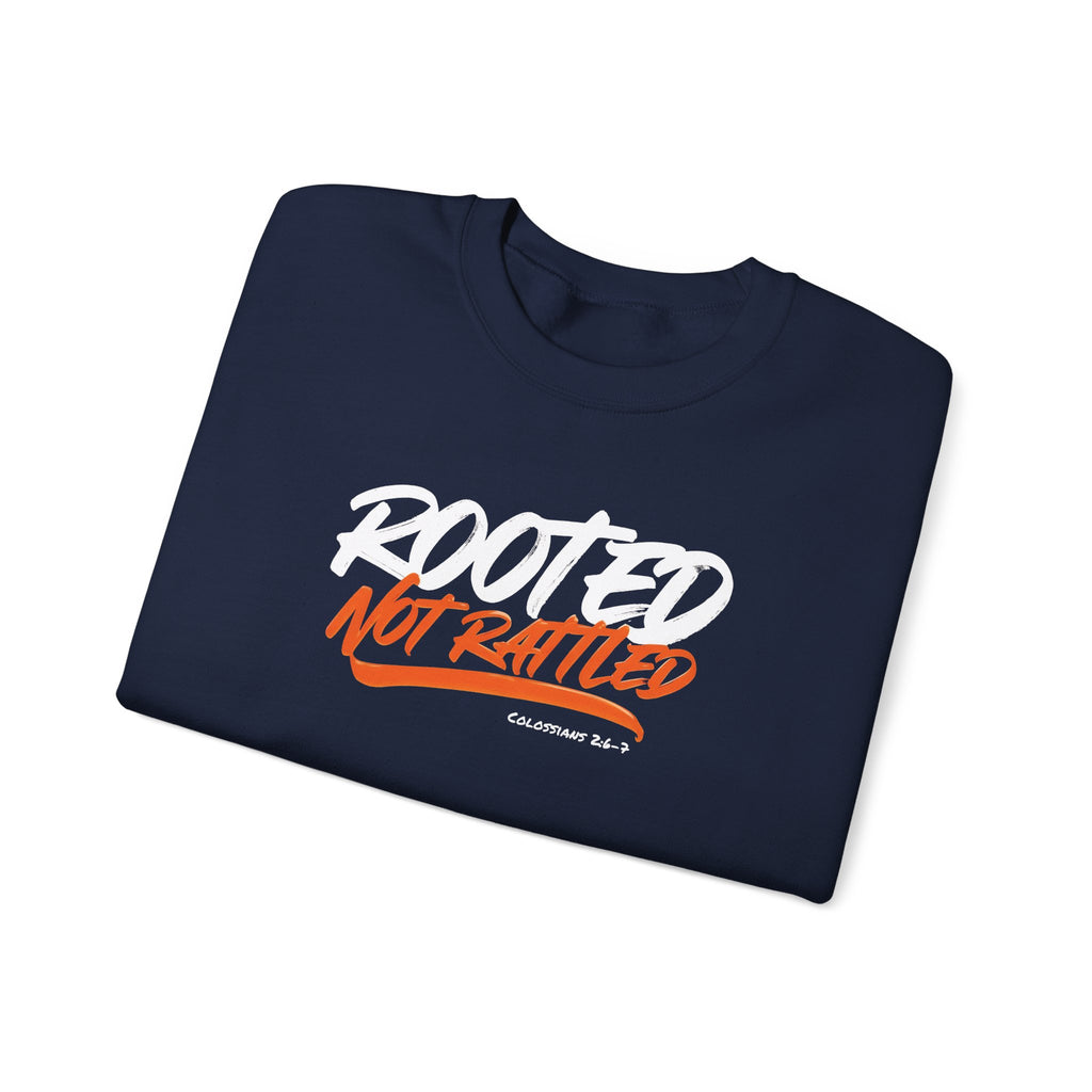 Rooted Not Rattled Gildan Christian Sweatshirt | Unisex Crewneck Pullover | Christian Gift