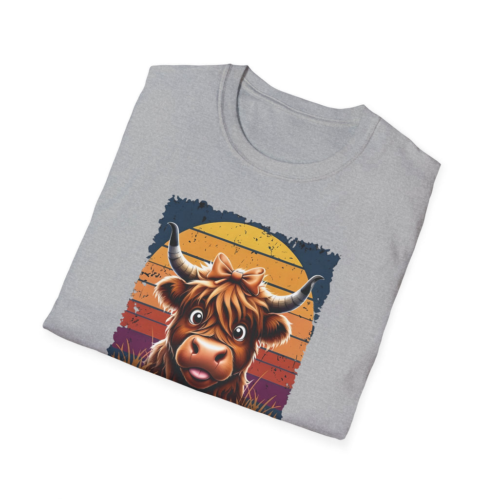 Follow Jesus Not The Herd Gildan Softstyle Unisex Tshirt | Highland Cow Christian Graphic T Shirt
