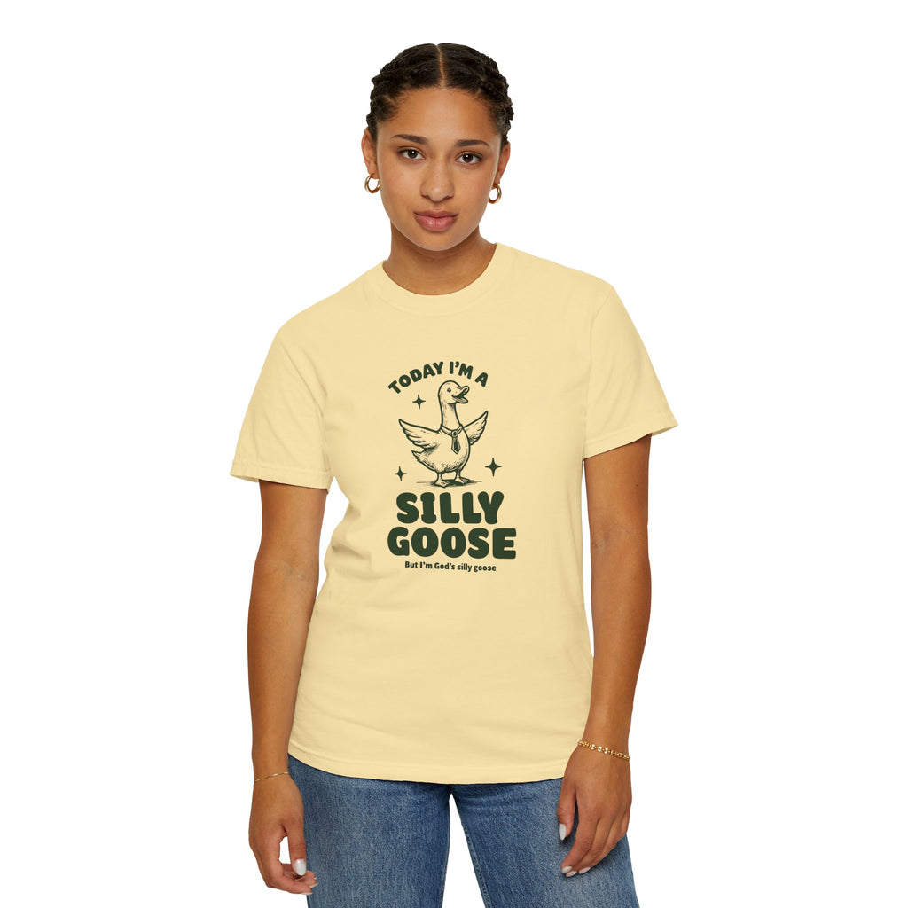 God’s Silly Goose with tie Christian T-Shirt | Graphic Tee | Unisex Garment Dyed Cotton Top S-4XL