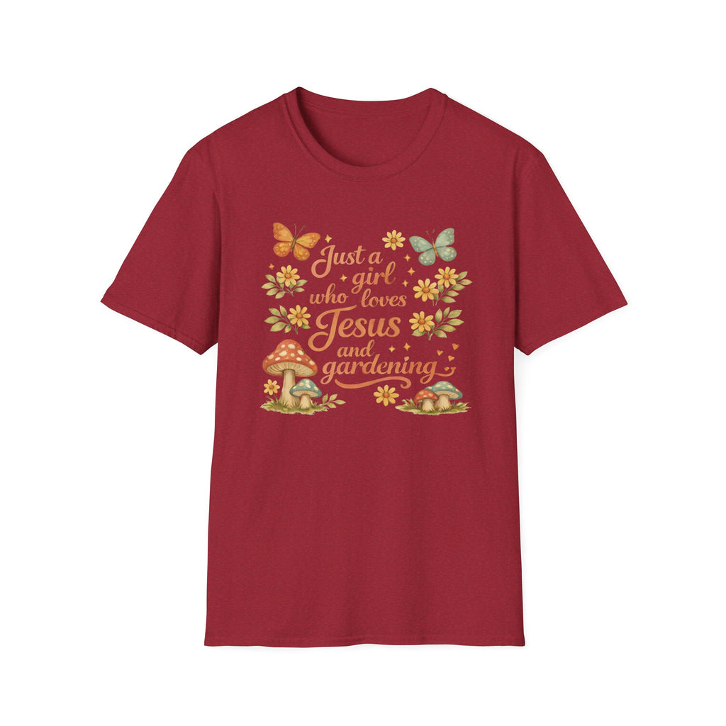 Just A Girl Who Loves Jesus and Gardening Gildan Unisex Tshirt | Christian Gardening T-Shirt | Faith Shirt | Cotton Tee
