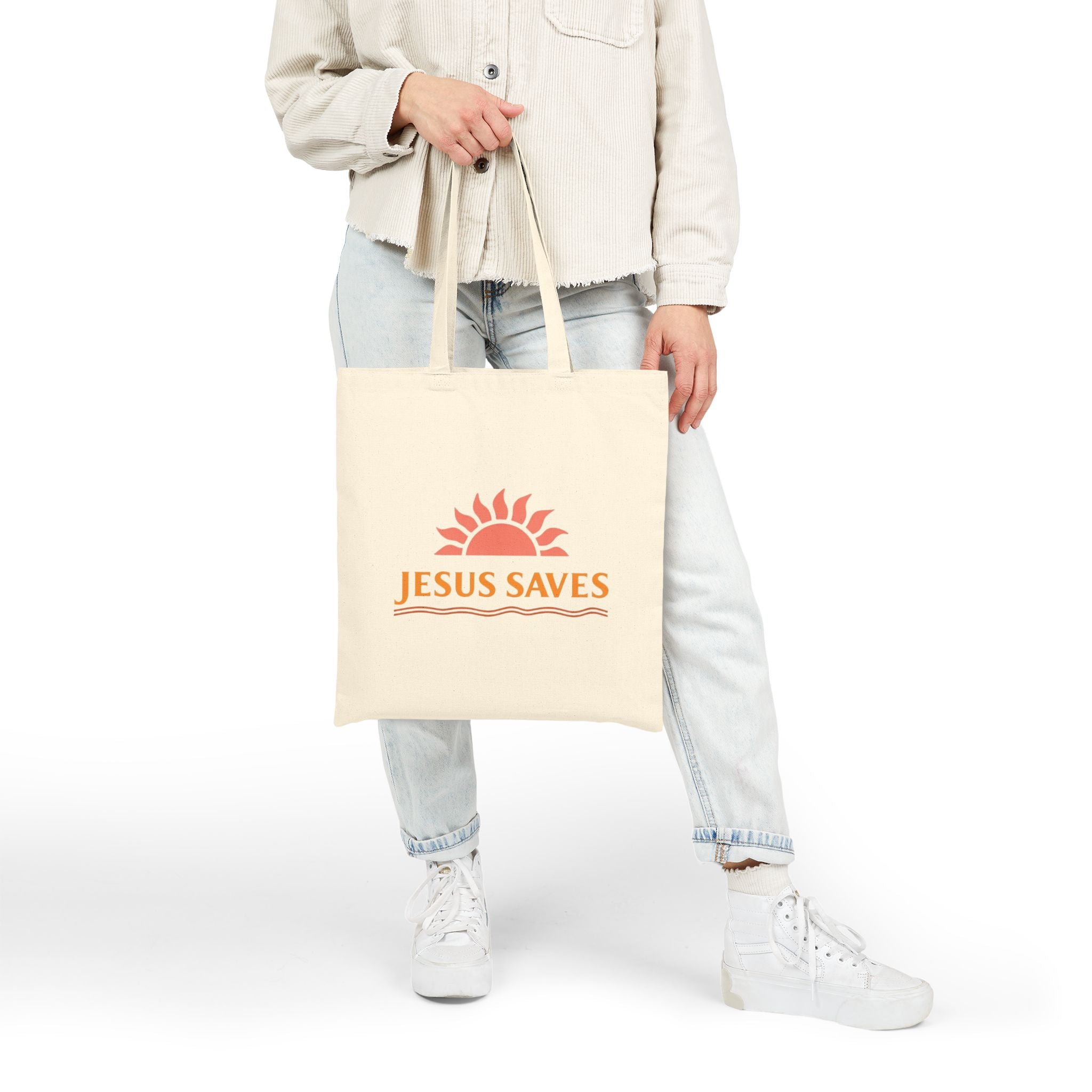 Christian Tote Bag for Women Jesus Saves Canvas Faith Bag Religious Gift Idea