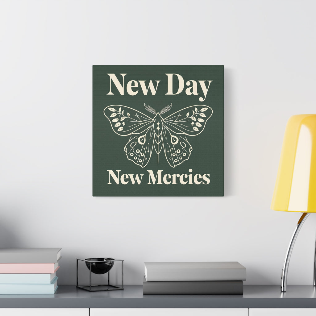 New Day New Mercies Christian Matte Canvas Wall Art | Faith Home Decor | Christian Housewarming Gift
