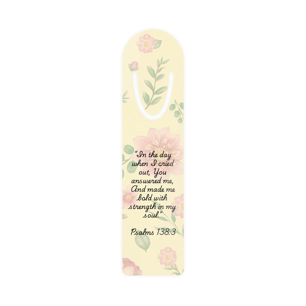 Psalm 138:3 Christian Bible Bookmark | Floral Aluminum Scripture Bookmark | Christian Gift