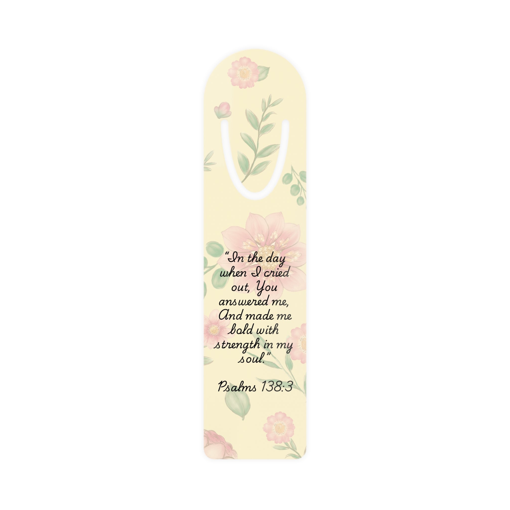 Psalm 138:3 Christian Bible Bookmark | Floral Aluminum Scripture Bookmark | Christian Gift