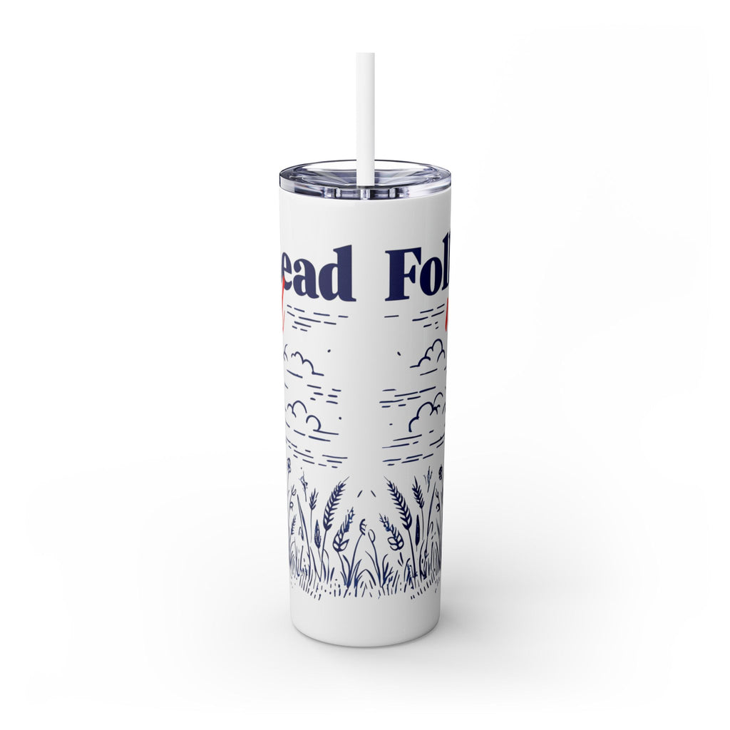 Follow His Lead, Not the Herd, 20 oz Insulated Skinny Tumbler | Stainless Steel Travel Cup | Christian Drinkware | Highland Cow