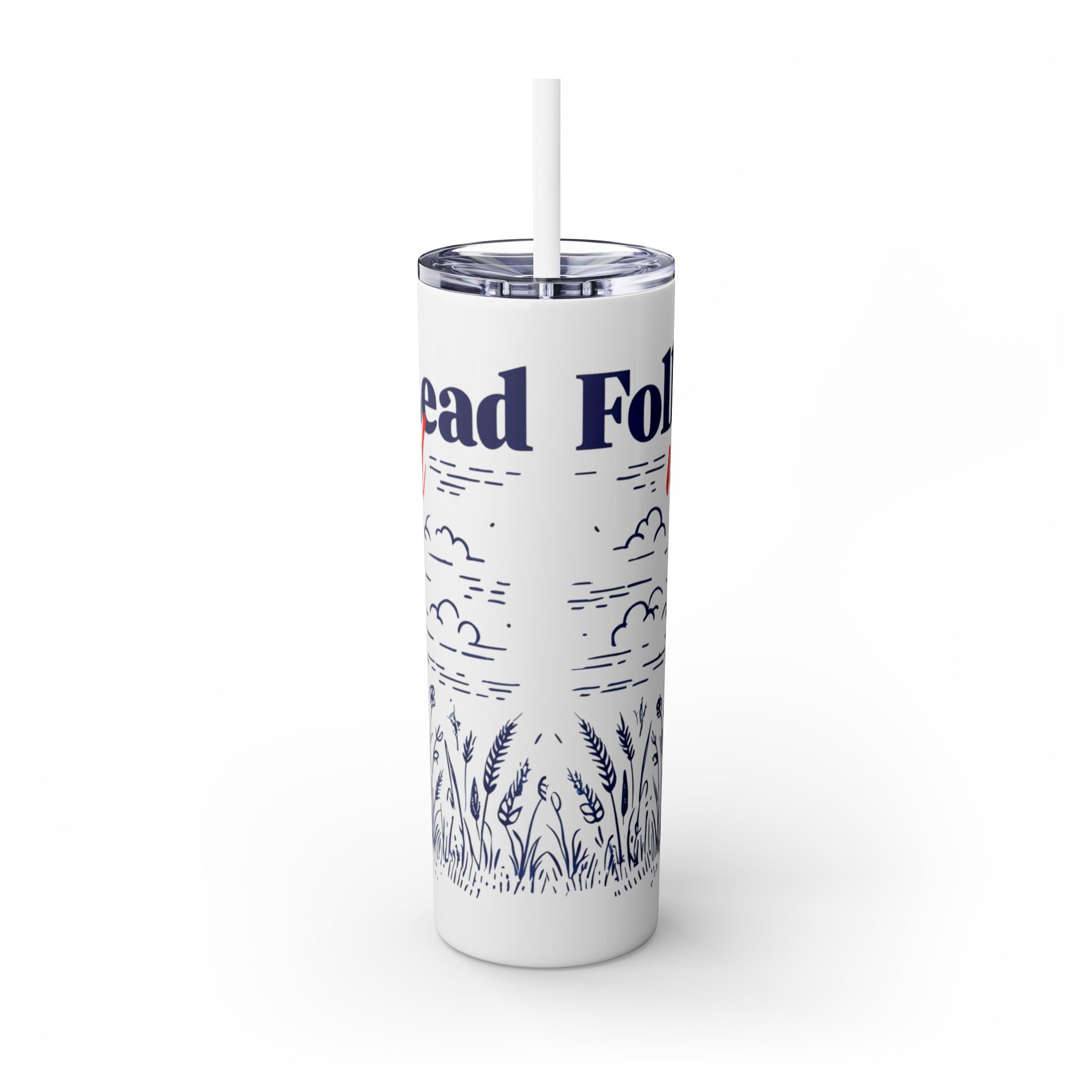 Follow His Lead, Not the Herd, 20 oz Insulated Skinny Tumbler | Stainless Steel Travel Cup | Christian Drinkware | Highland Cow