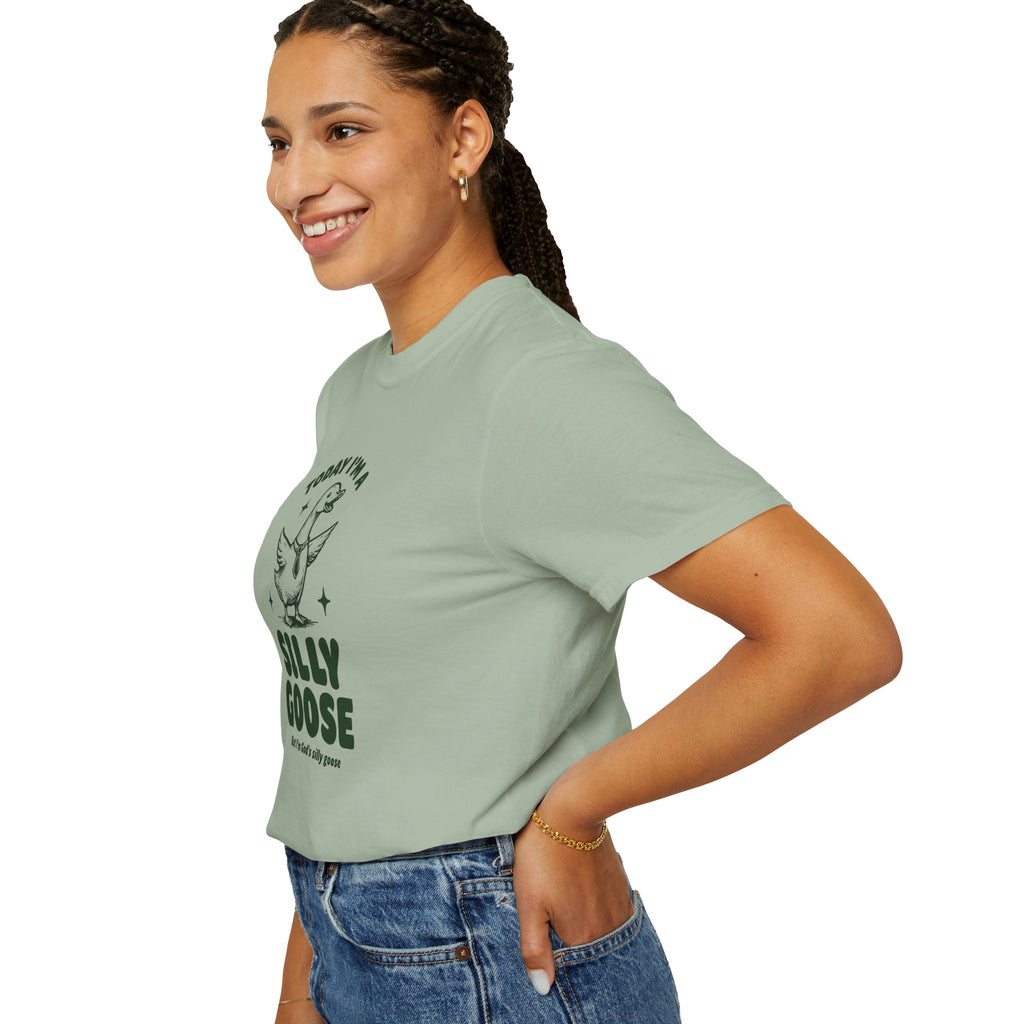God’s Silly Goose with tie Christian T-Shirt | Graphic Tee | Unisex Garment Dyed Cotton Top S-4XL