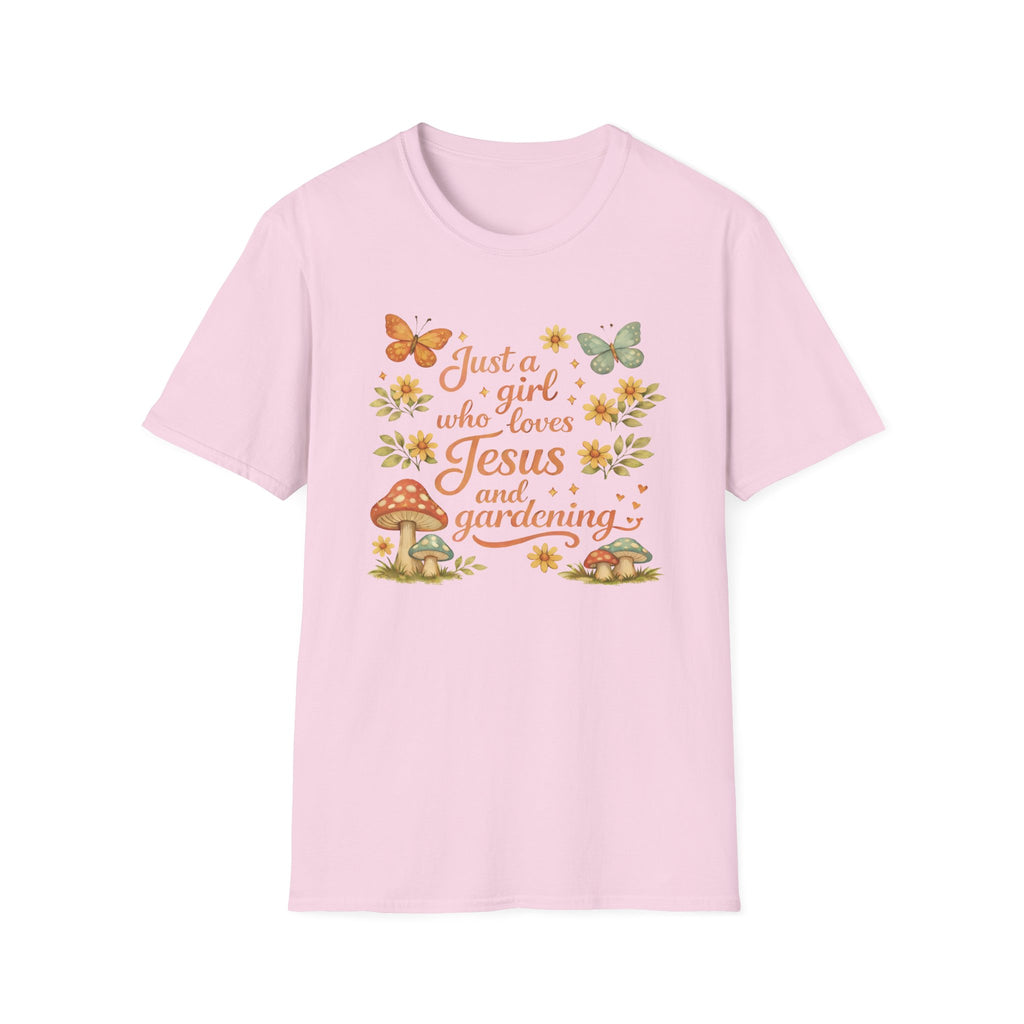 Just A Girl Who Loves Jesus and Gardening Gildan Unisex Tshirt | Christian Gardening T-Shirt | Faith Shirt | Cotton Tee