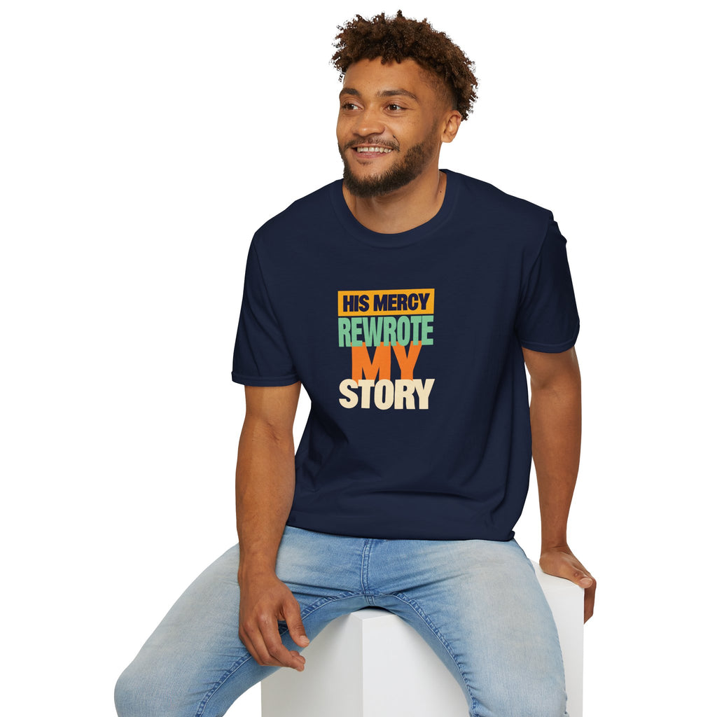 His Mercy Rewrote My Story Christian Gildan T-Shirt Unisex Softstyle Religious Tee Gift