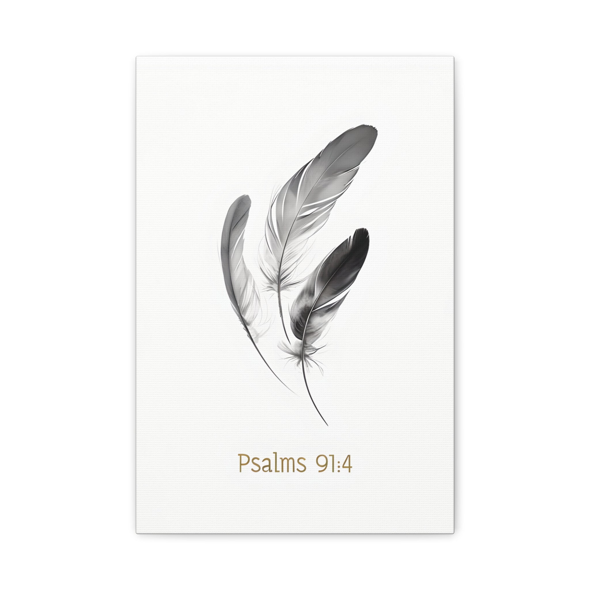 Psalm 91:4 Feather Canvas Wall Art – Christian Scripture Home Decor – Bible Verse Matte Canvas Print