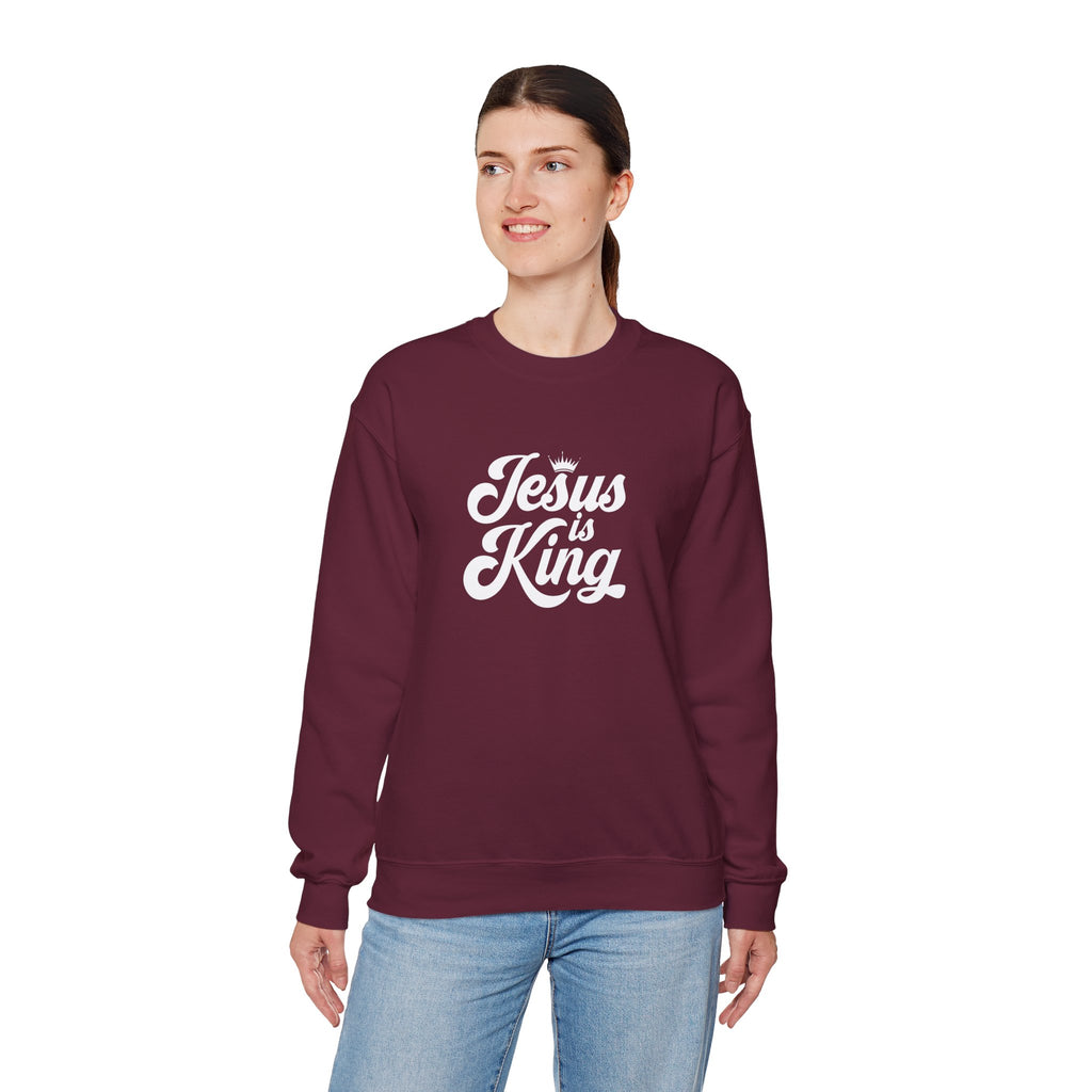 Jesus Is King Christian Gildan Unisex Crewneck Sweatshirt | Faith Apparel |  Religious Gift