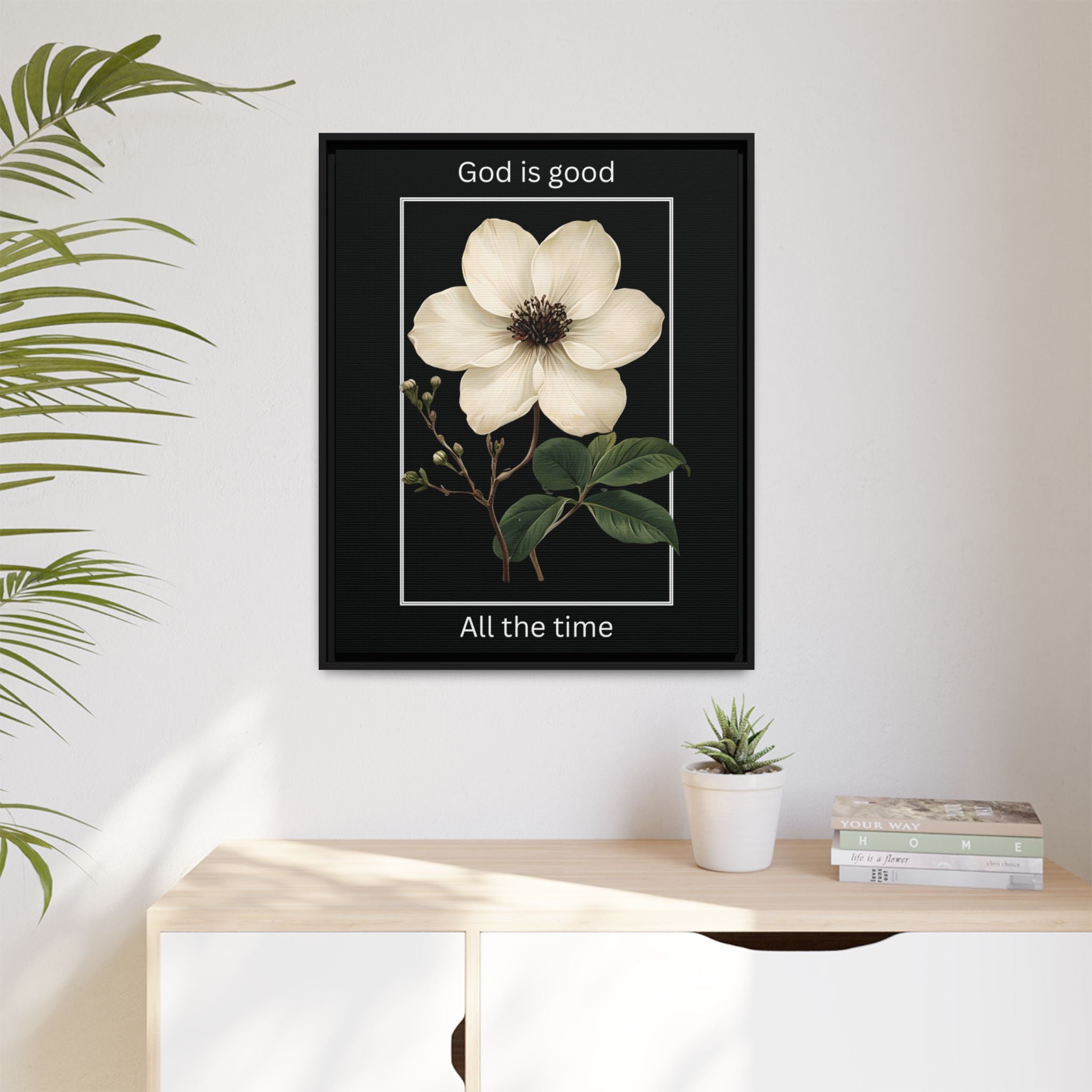 God is Good All The Time Christian Framed Matte Canvas Wall Art | Faith Inspirational Home Decor