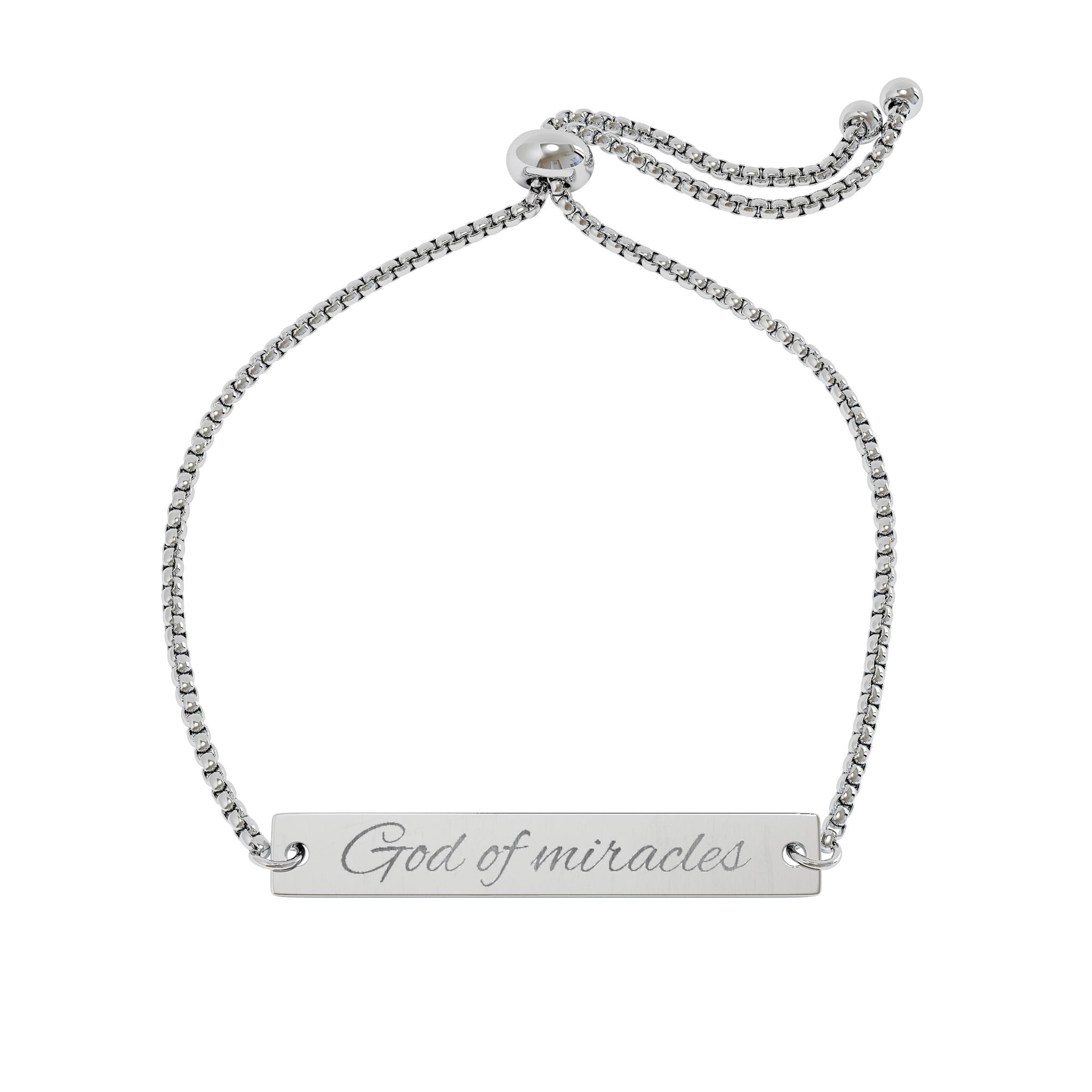 God Of Miracles Christian Bracelet for Women | Faith Based Jewelry | Engraved Bar Gift Bracelet