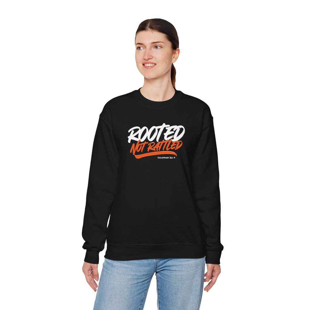 Rooted Not Rattled Gildan Christian Sweatshirt | Unisex Crewneck Pullover | Christian Gift