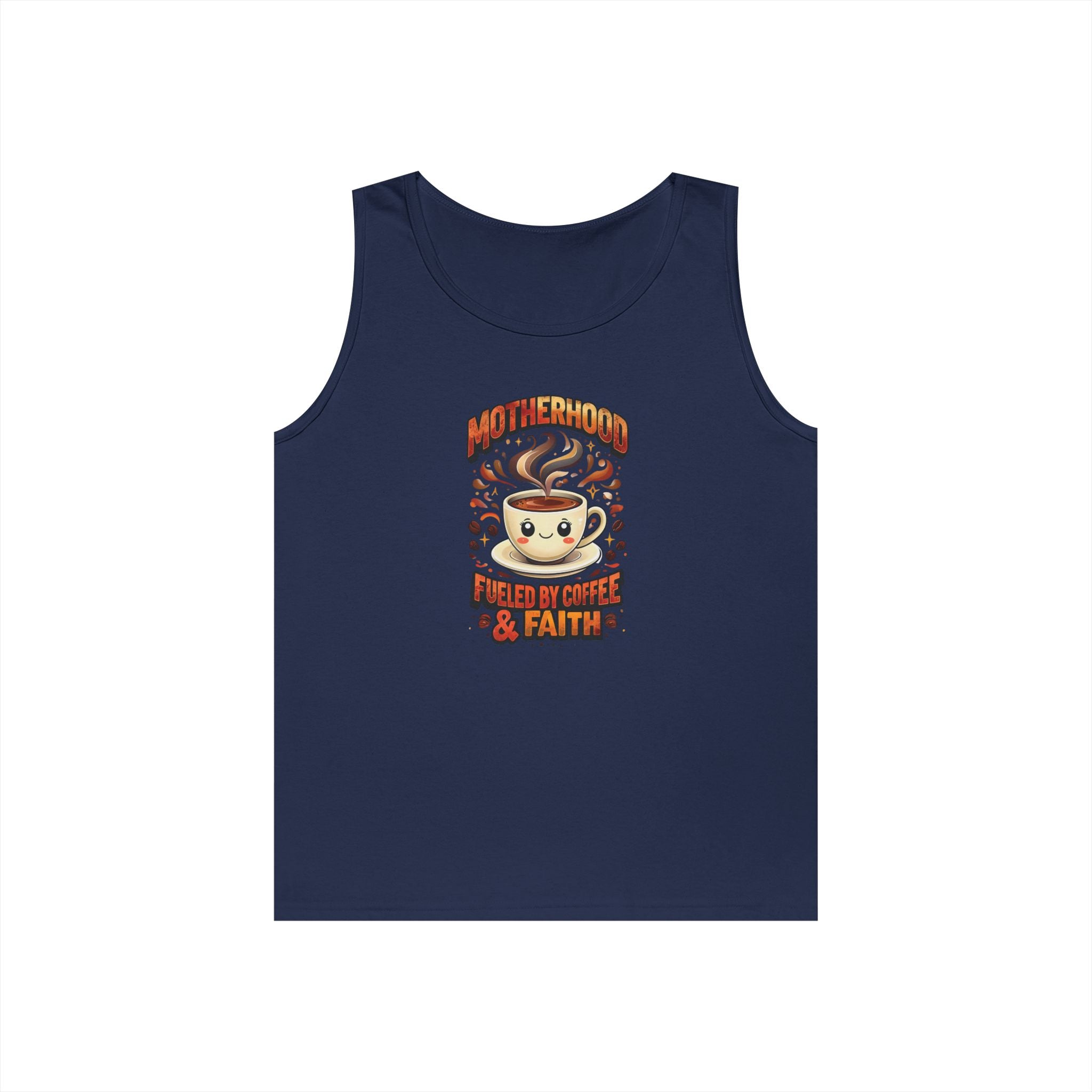 Motherhood Fueled by Coffee & Faith Gildan Tank Top | Christian Mom Shirt | Coffee Lover Mother’s Day Gift