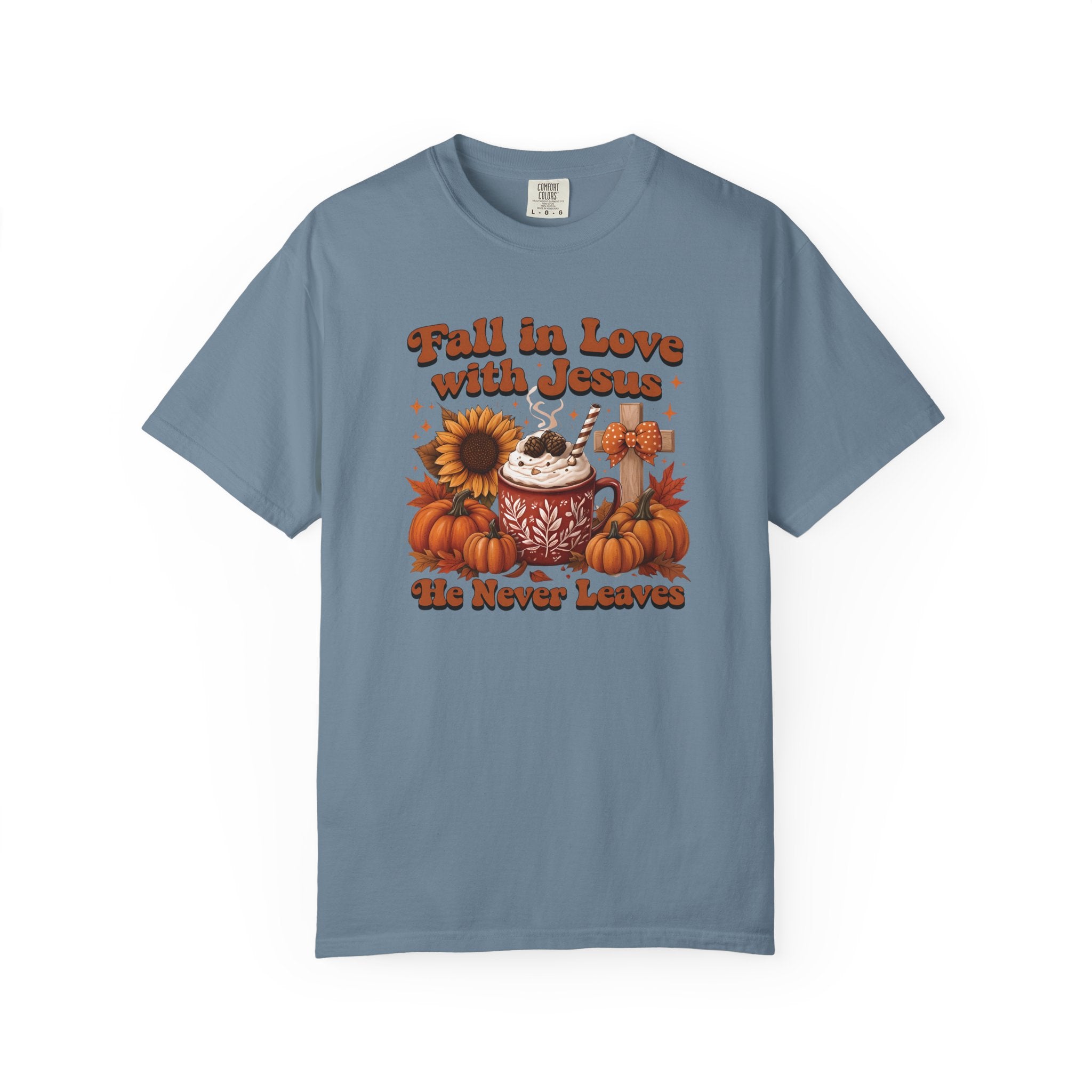 Fall in Love with Jesus Unisex Garment Dyed Comfort Colors T-Shirt | Christian Fall T-Shirt | Faith Based Thanksgiving Tee | Unisex Religious Cotton Top