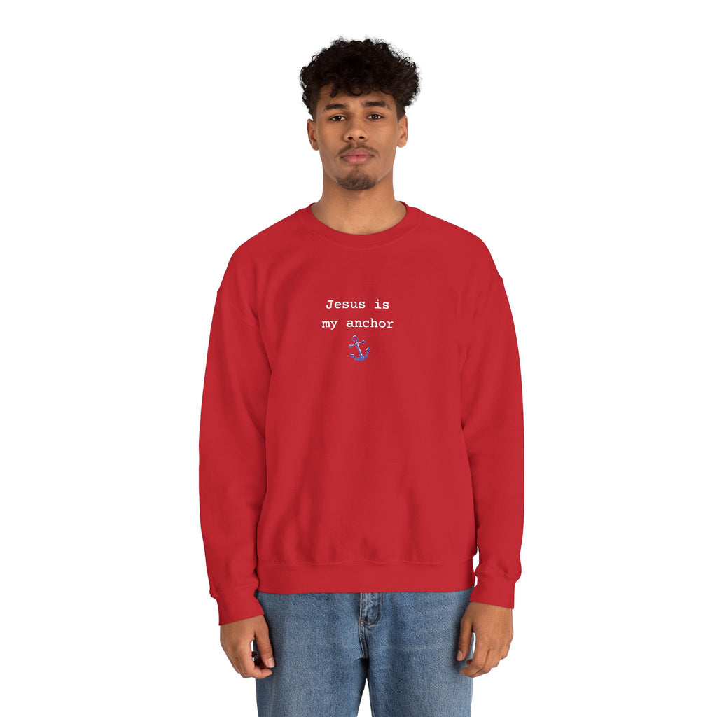 Jesus Is My Anchor Embroidered Gildan Christian Crewneck Unisex Sweatshirt | Religious Gift