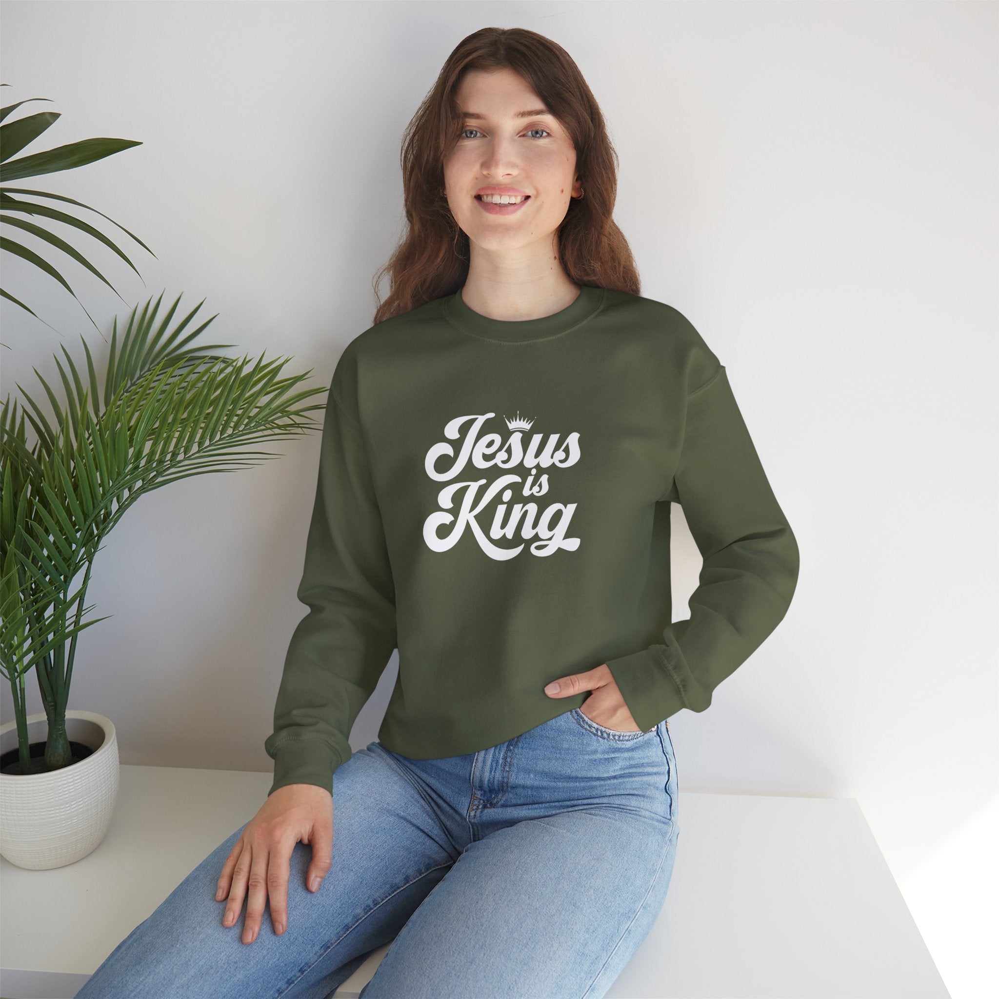 Jesus Is King Christian Gildan Unisex Crewneck Sweatshirt | Faith Apparel |  Religious Gift